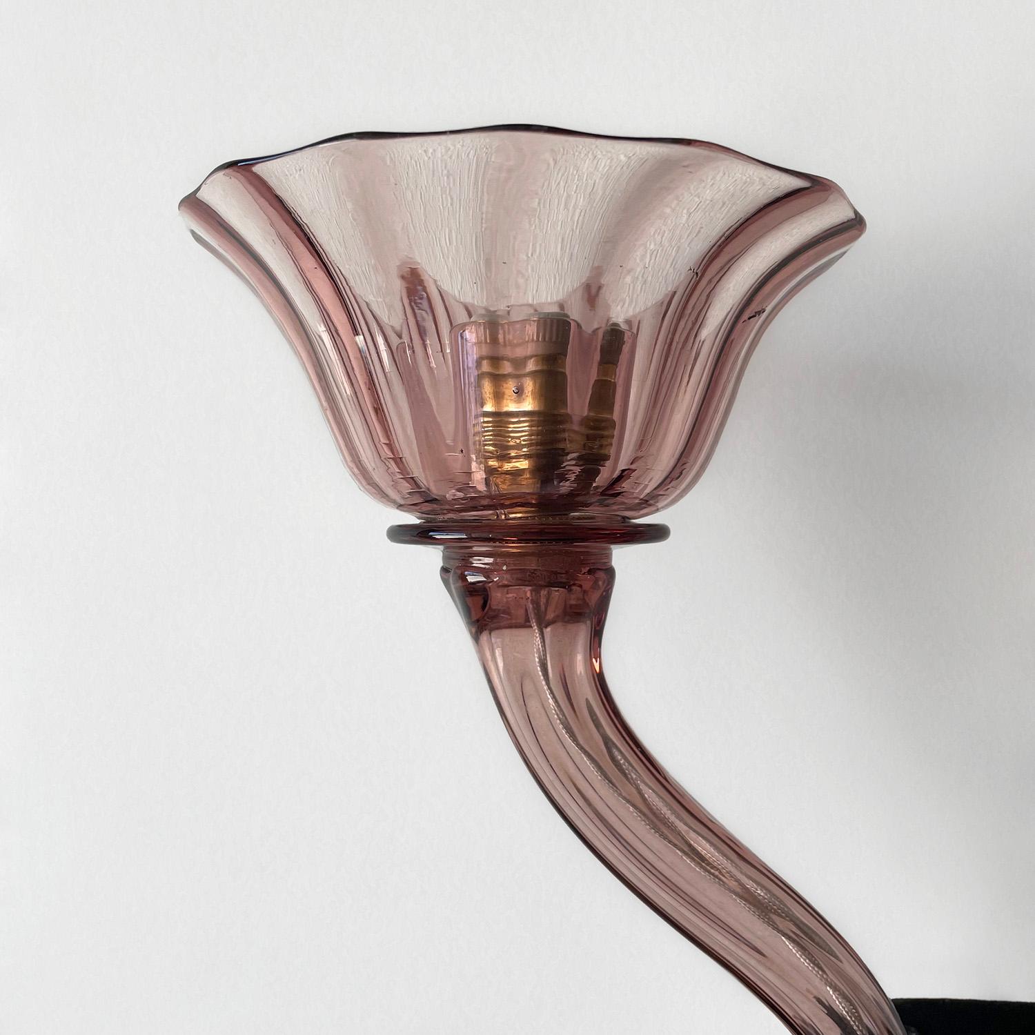 Murano Glass Tulip Double Light Sconce  In Good Condition For Sale In Los Angeles, CA