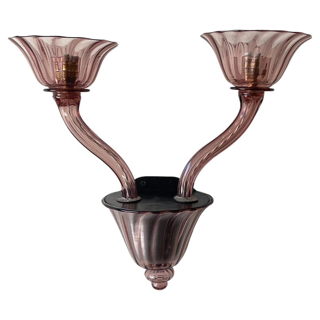 Murano Glass Tulip Double Light Sconce  For Sale