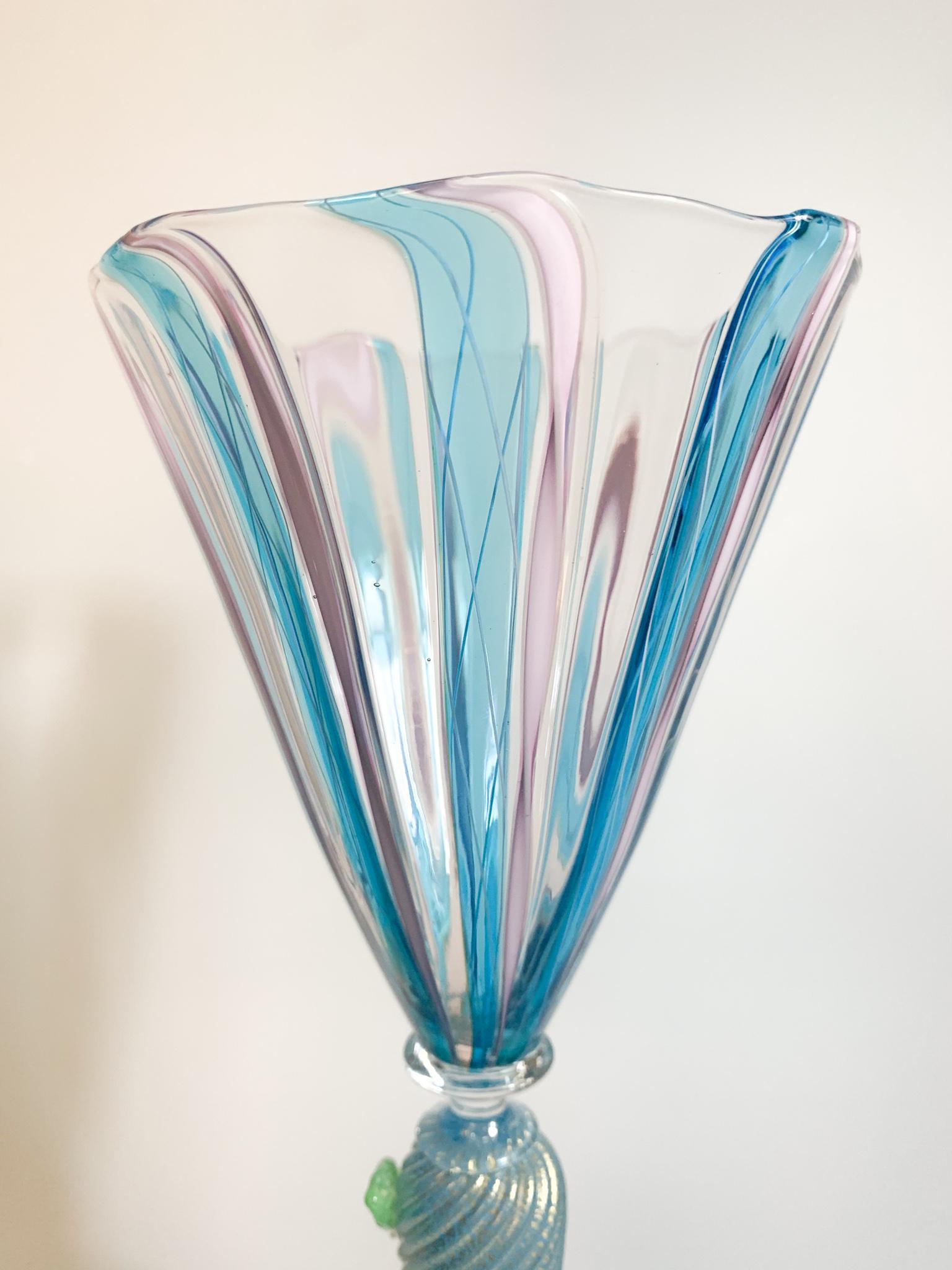 Gobelet en verre de Murano avec traitement filigrané par Marino Santi dans les années 1950 en vente 3