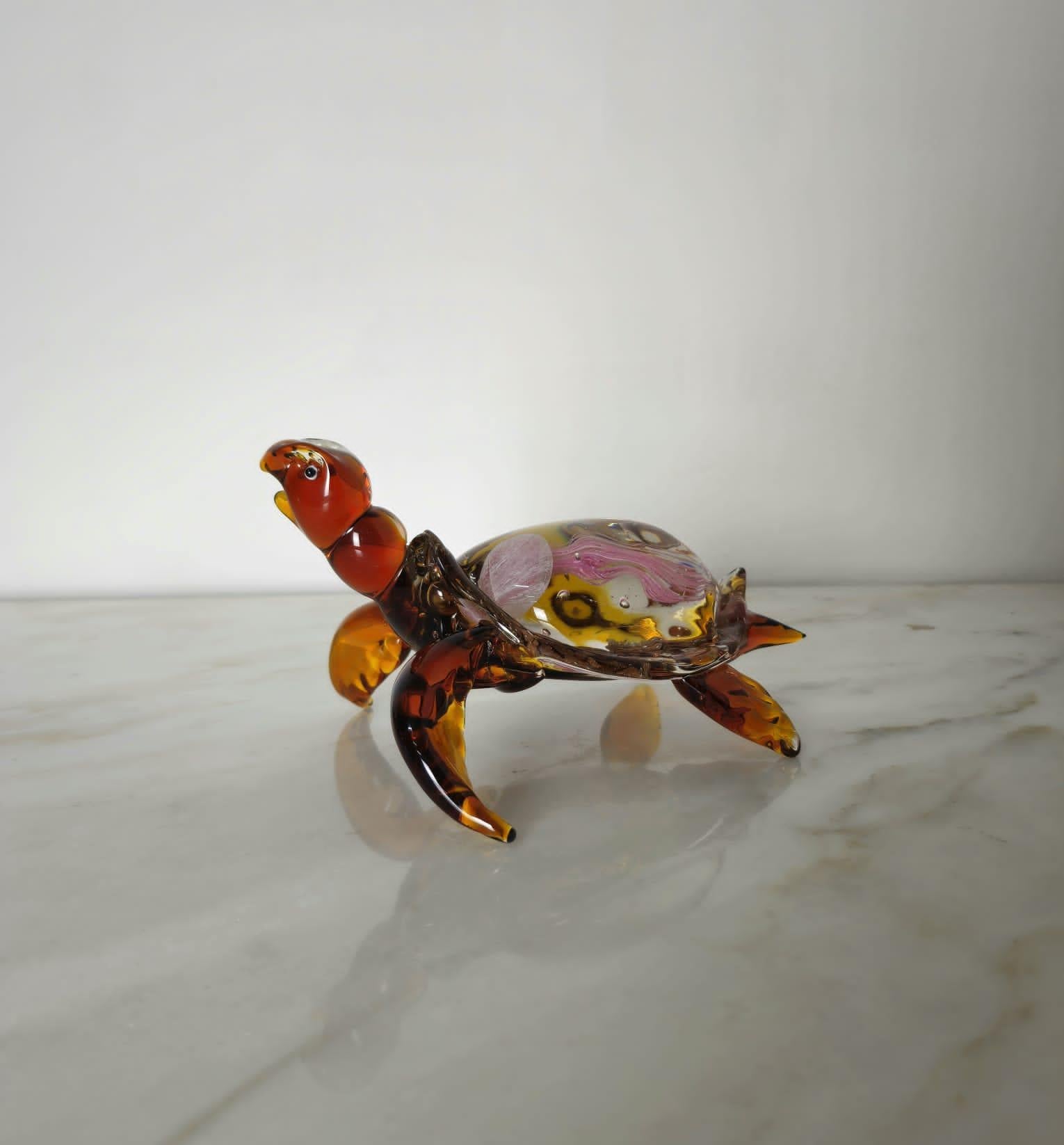 Murano Glass Turtle, Jellyfish Inside The Shell, Italy, 1970s For Sale 6