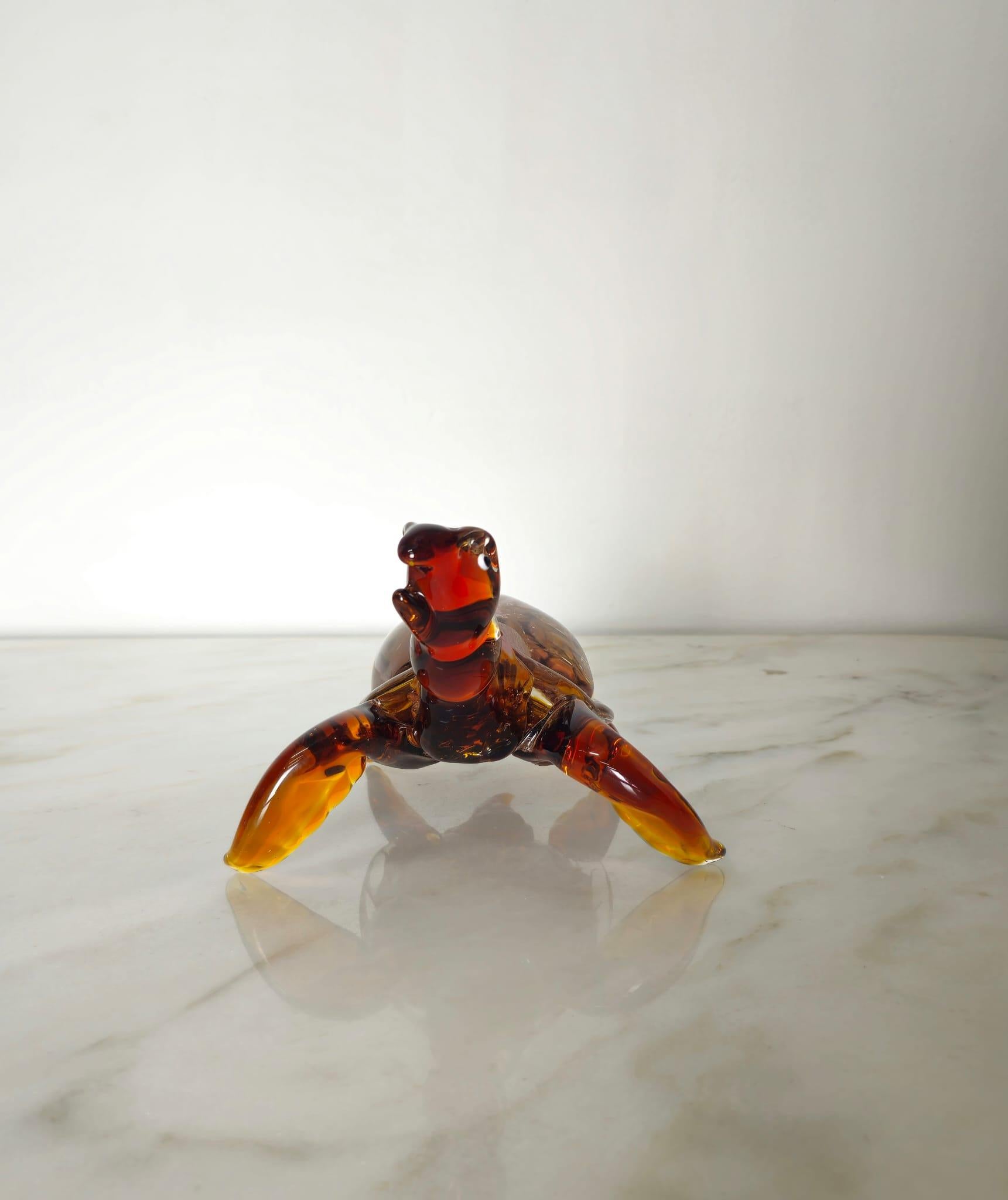 Italian Murano Glass Turtle, Jellyfish Inside The Shell, Italy, 1970s For Sale