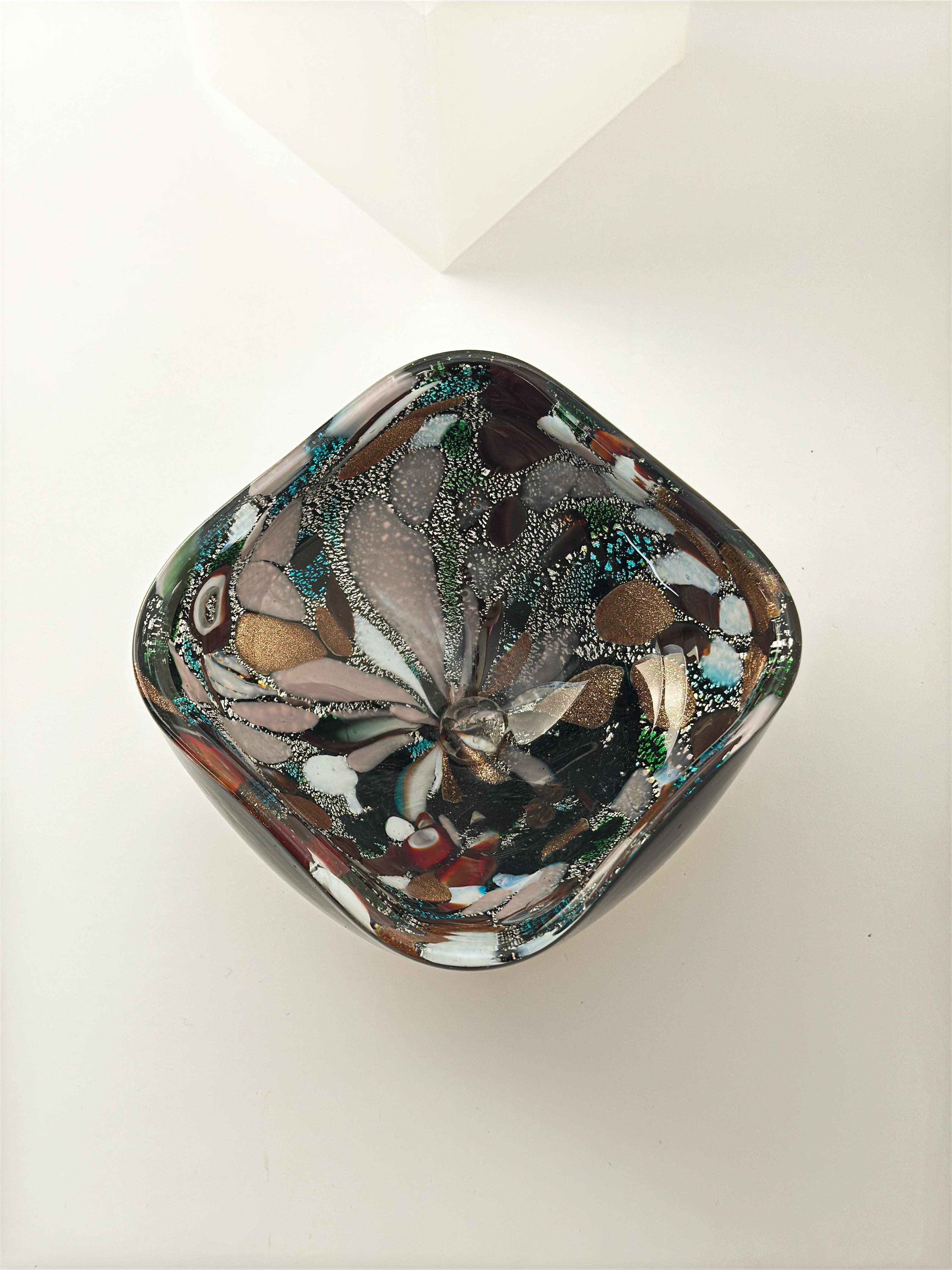 Vidrio de Murano, Cuenco Tutti Frutti/Aventurina Dino Martens Fratelli Toso atribuido Silver en venta