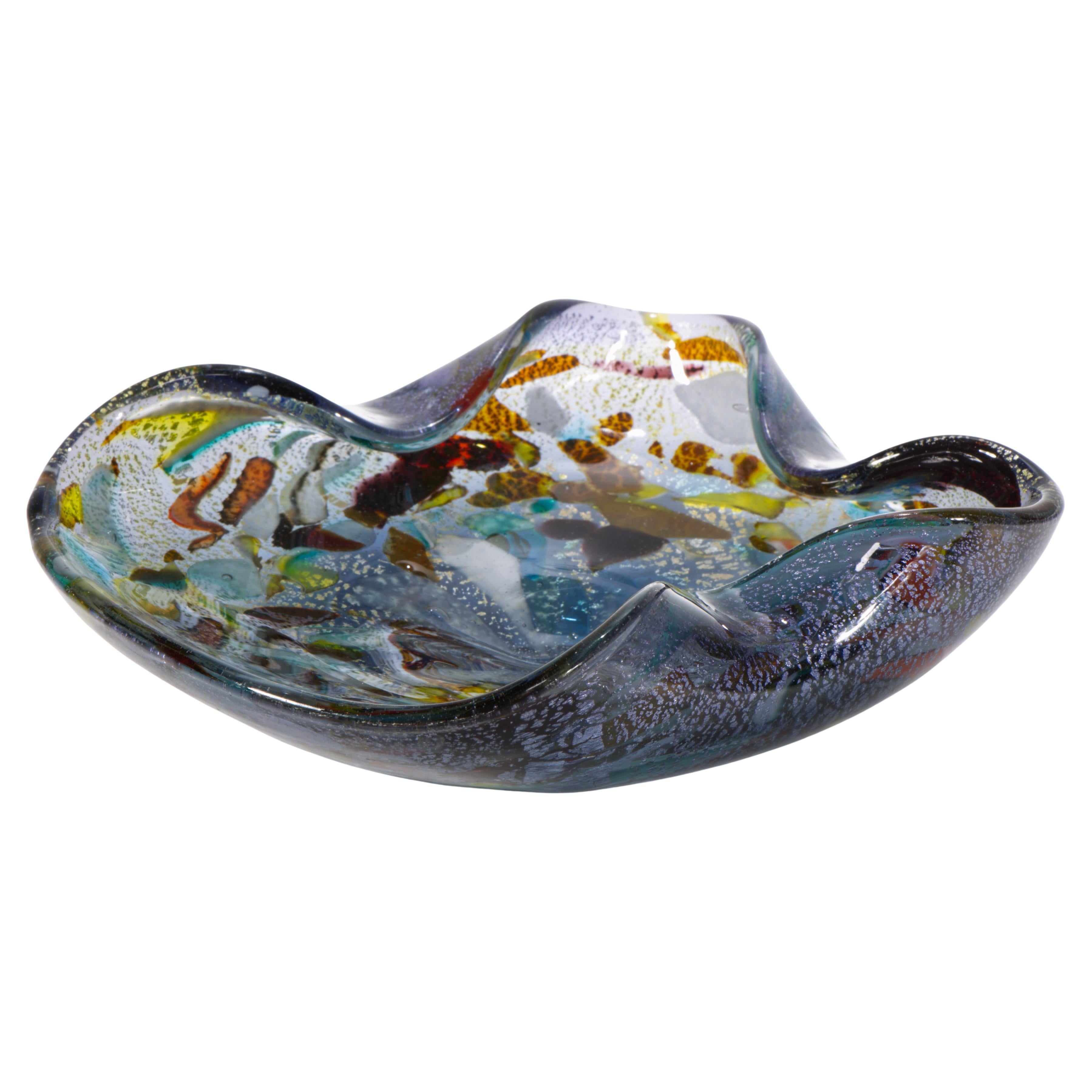 Murano Glass Tutti Frutti Bowl Ashtray Glows in UV, attrb. to AVEM For Sale