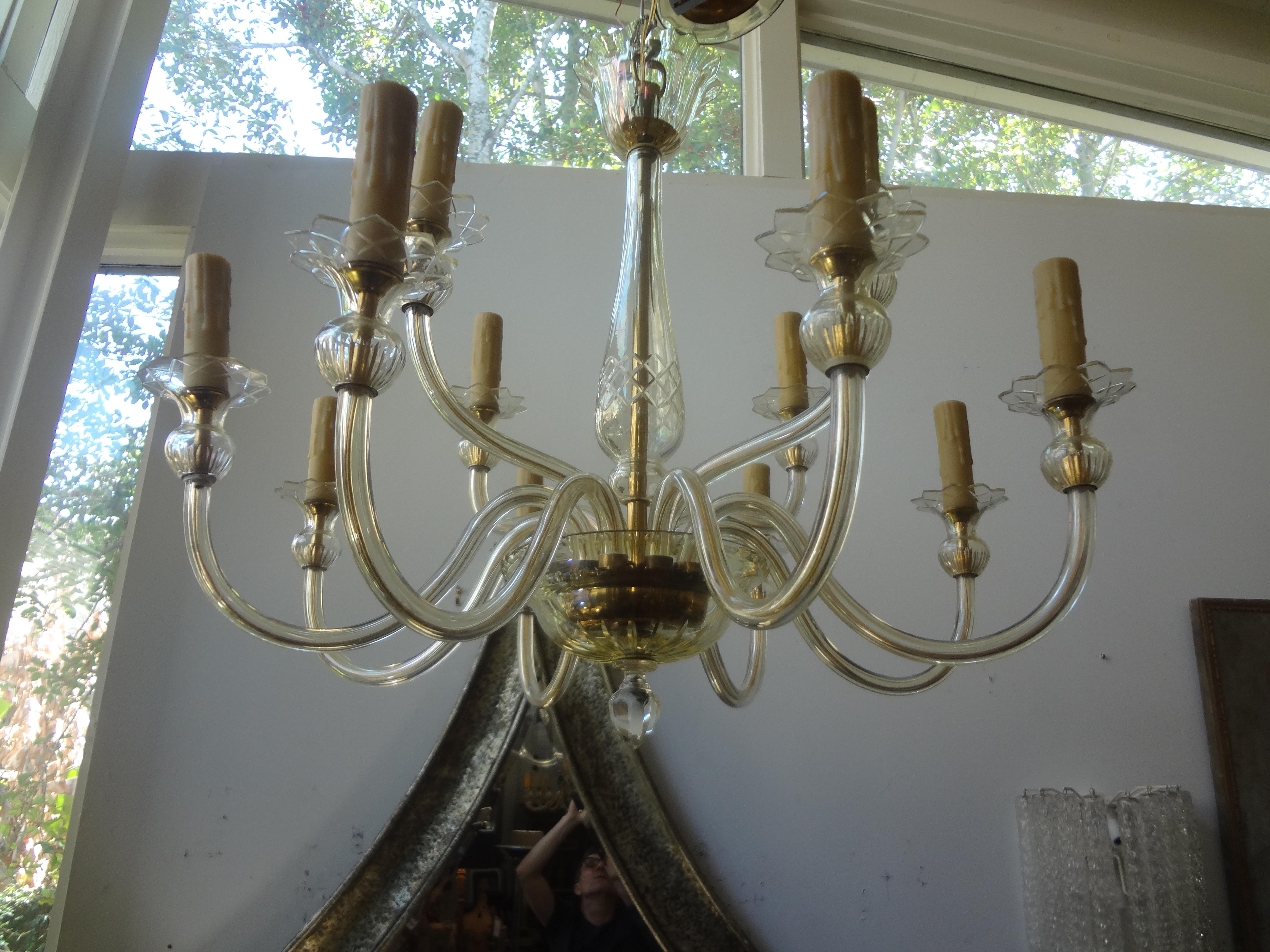 Lampadario a due piani in vetro di Murano di Seguso in vendita 3