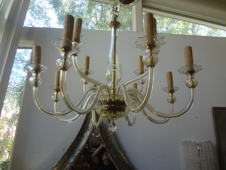 Murano Glass Two Tiered Chandelier by Seguso For Sale 3