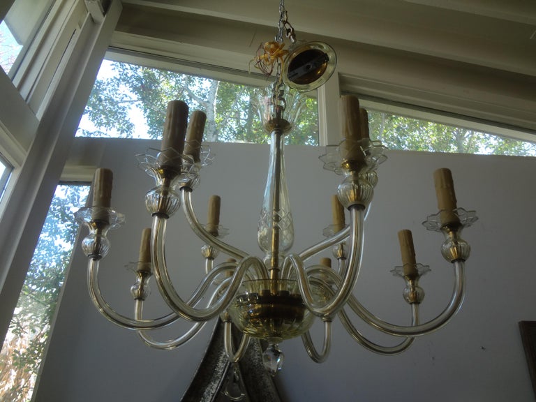 Murano Glass Two Tiered Chandelier by Seguso For Sale 4
