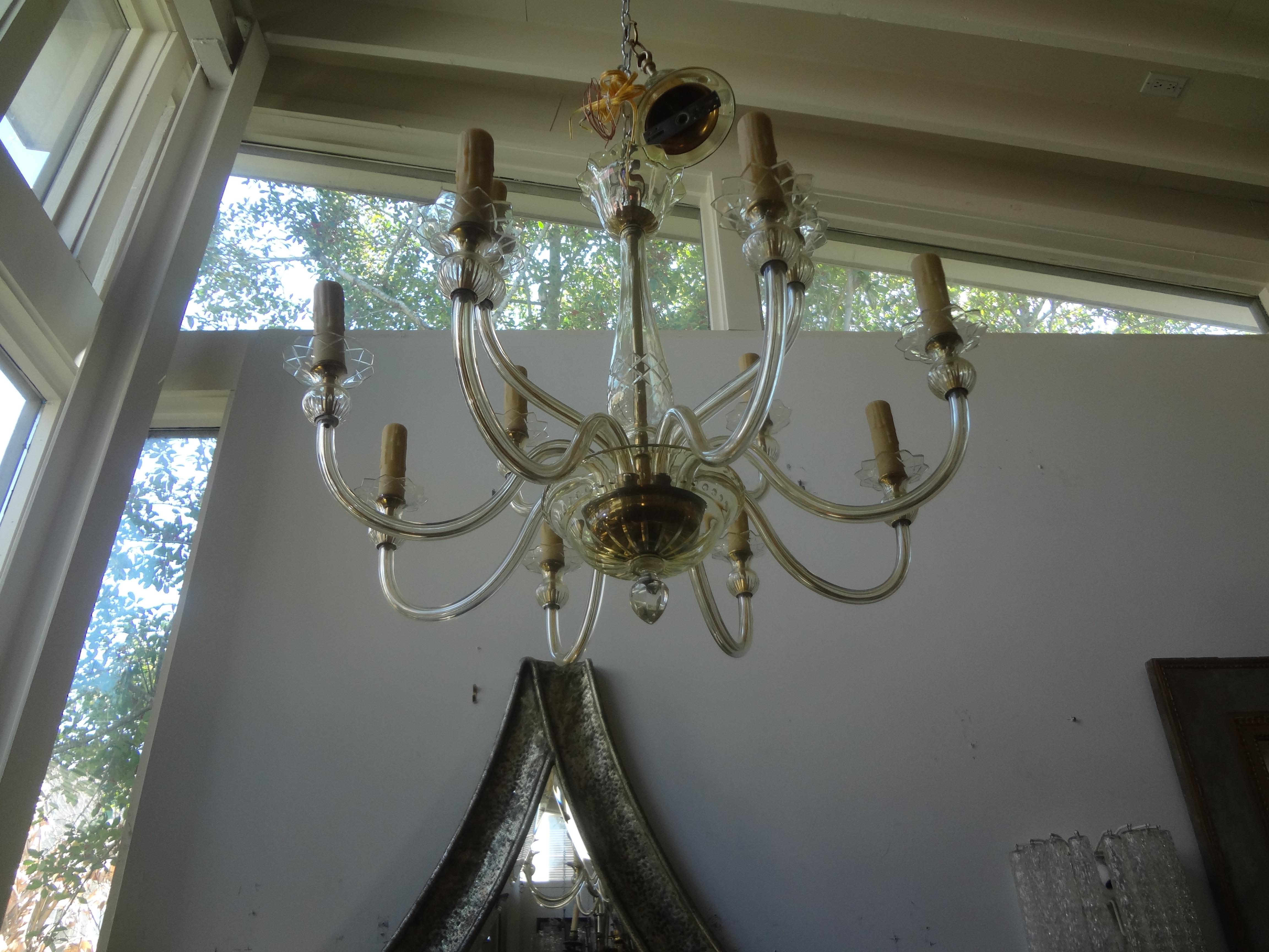 Hollywood Regency Lampadario a due piani in vetro di Murano di Seguso in vendita