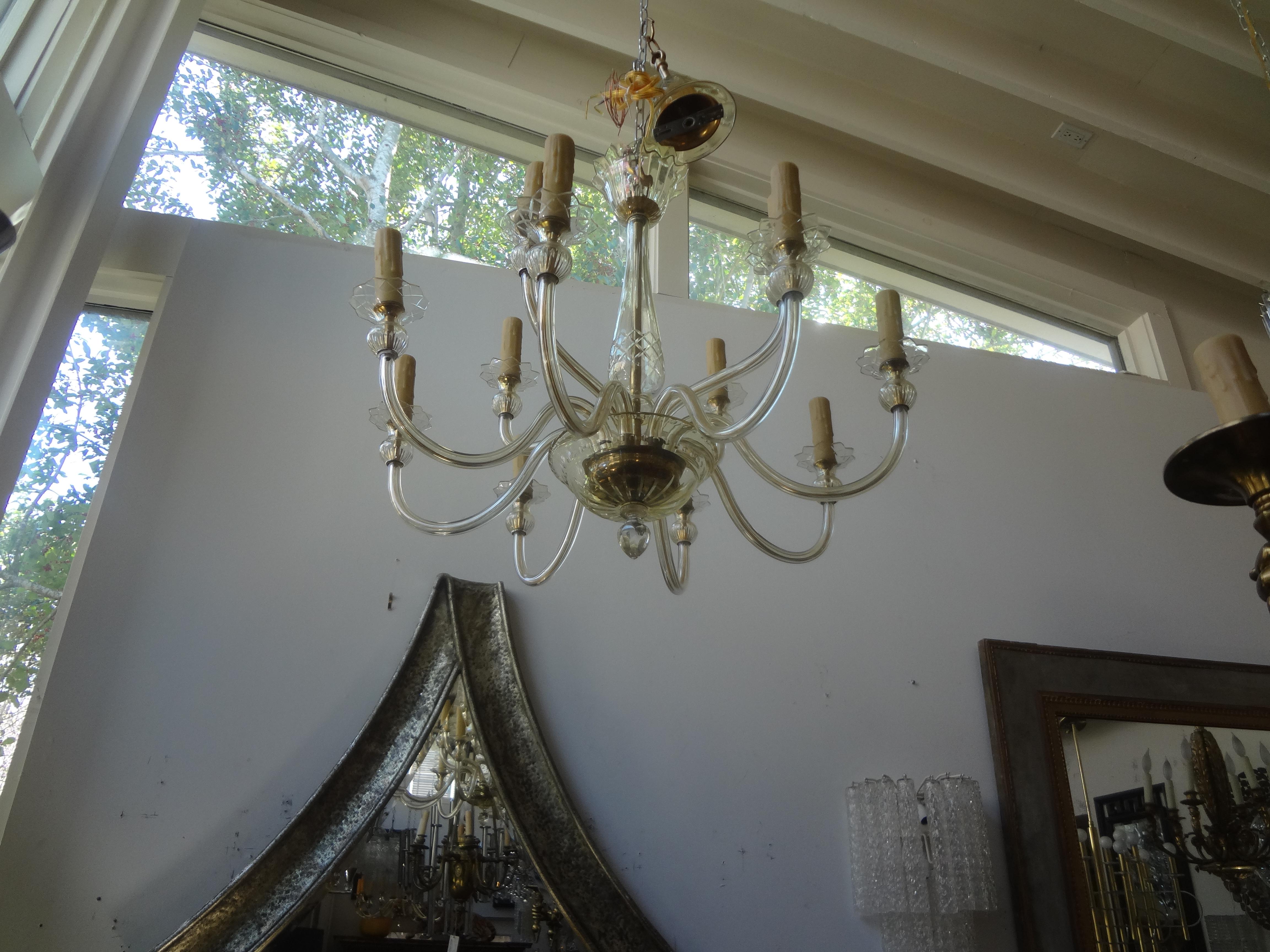 Blown Glass Murano Glass Two Tiered Chandelier by Seguso For Sale