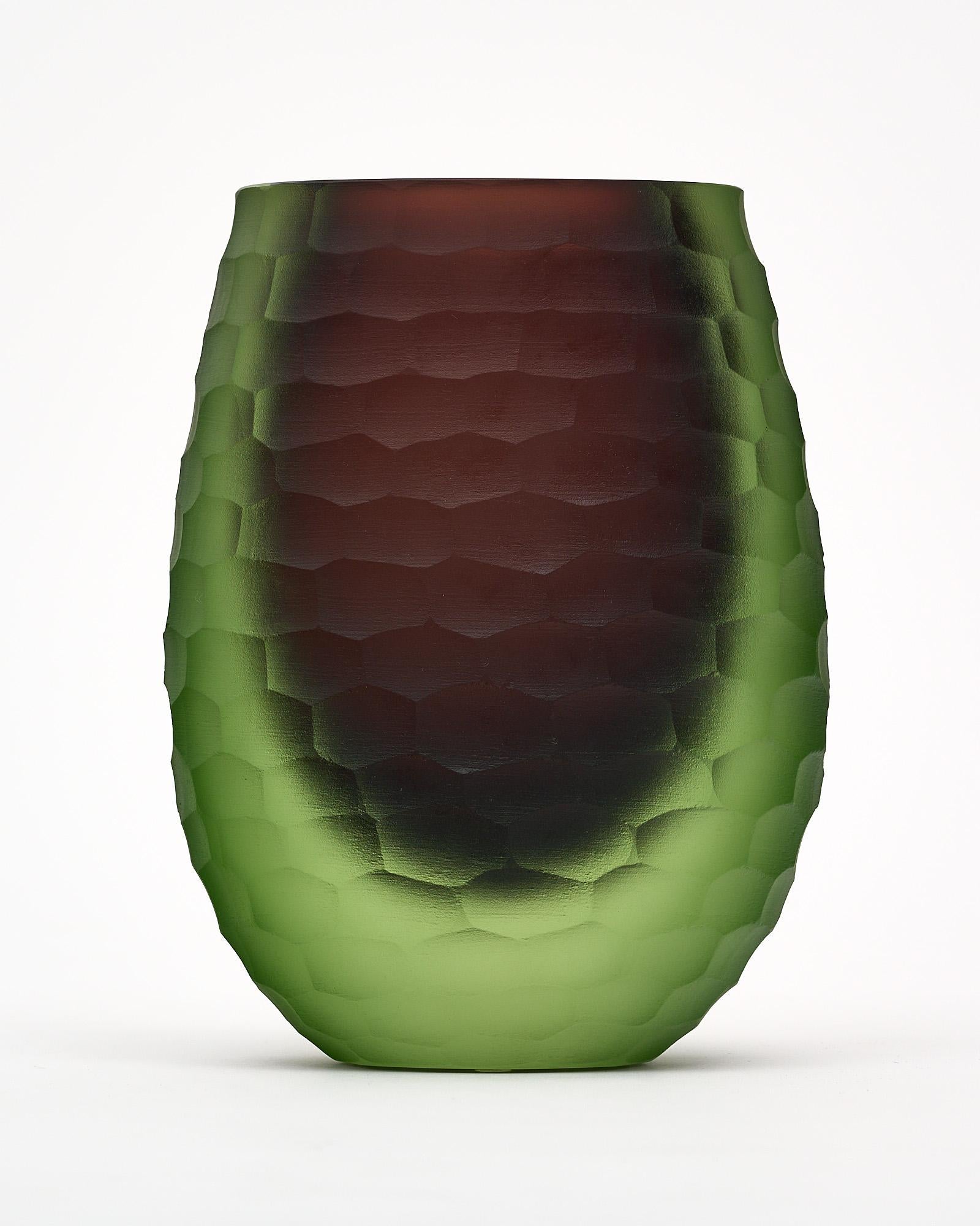 Mid-Century Modern Murano Glass Two Toned Ferro “Battuto” Vase For Sale