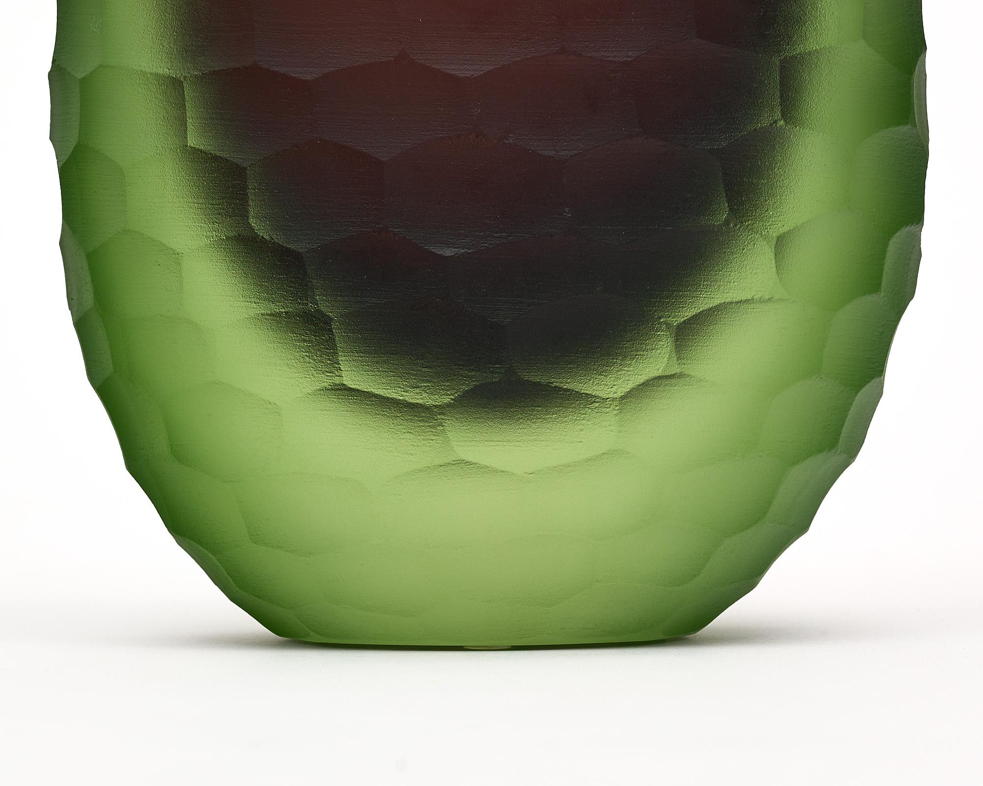 Italian Murano Glass Two Toned Ferro “Battuto” Vase For Sale