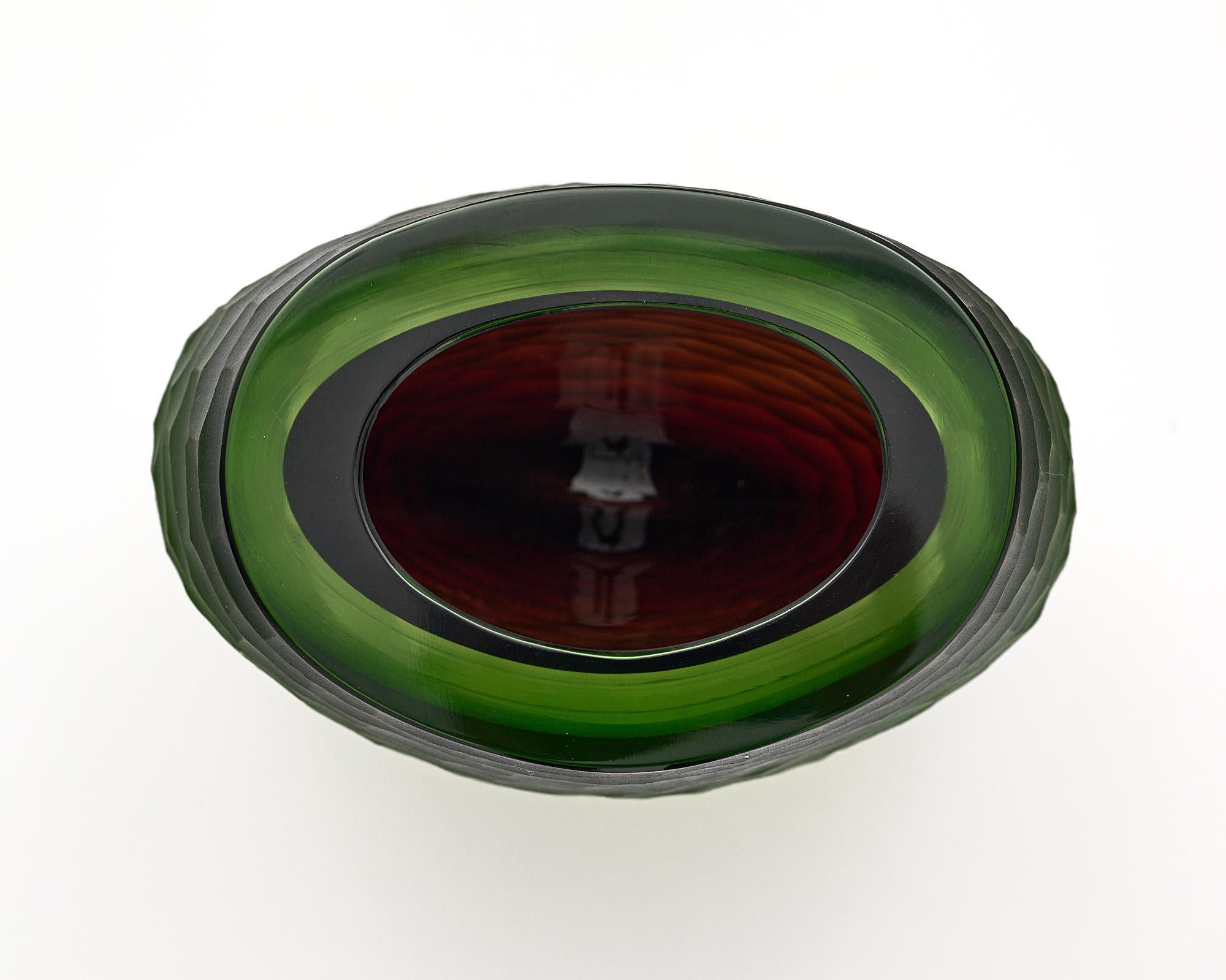 Contemporary Murano Glass Two Toned Ferro “Battuto” Vase For Sale