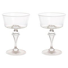 Murano Glass Ultralight Set of 2 Champagne Goblets with White Triple Rim