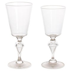 Murano Glass Ultralight Set of 2 Goblets with White Triple Rim