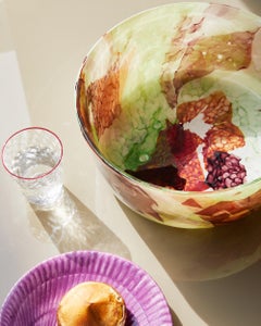 Murano Glass Ultralight Set of 2 Mixed-Texture Tumblers with Ruby Rim