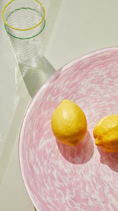 Murano Glass Ultralight Set of 2 Mixed-Texture Tumblers with Yellow Rim