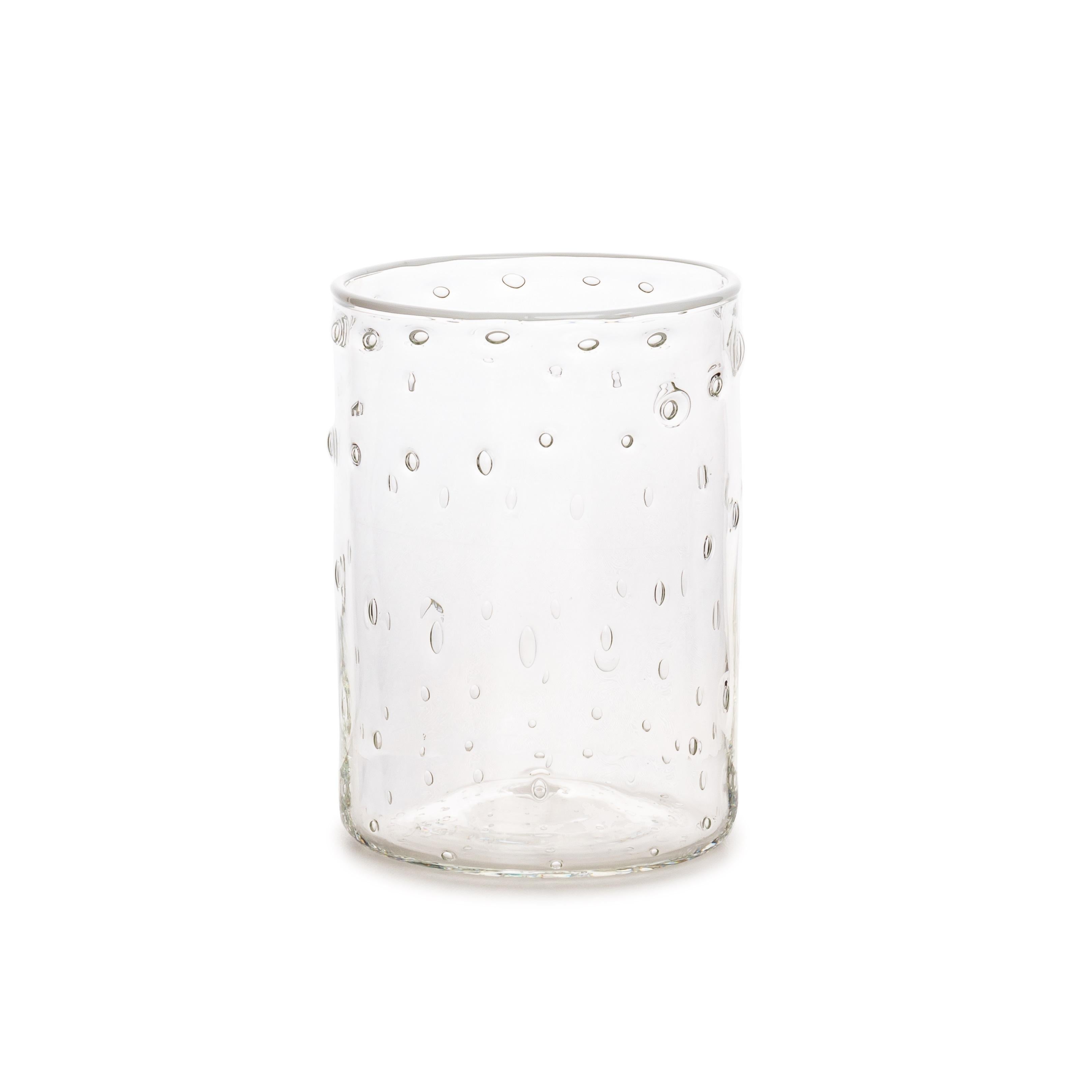 italien Ensemble de 3 gobelets à bulles en verre de Murano Ultralight avec bord blanc en vente