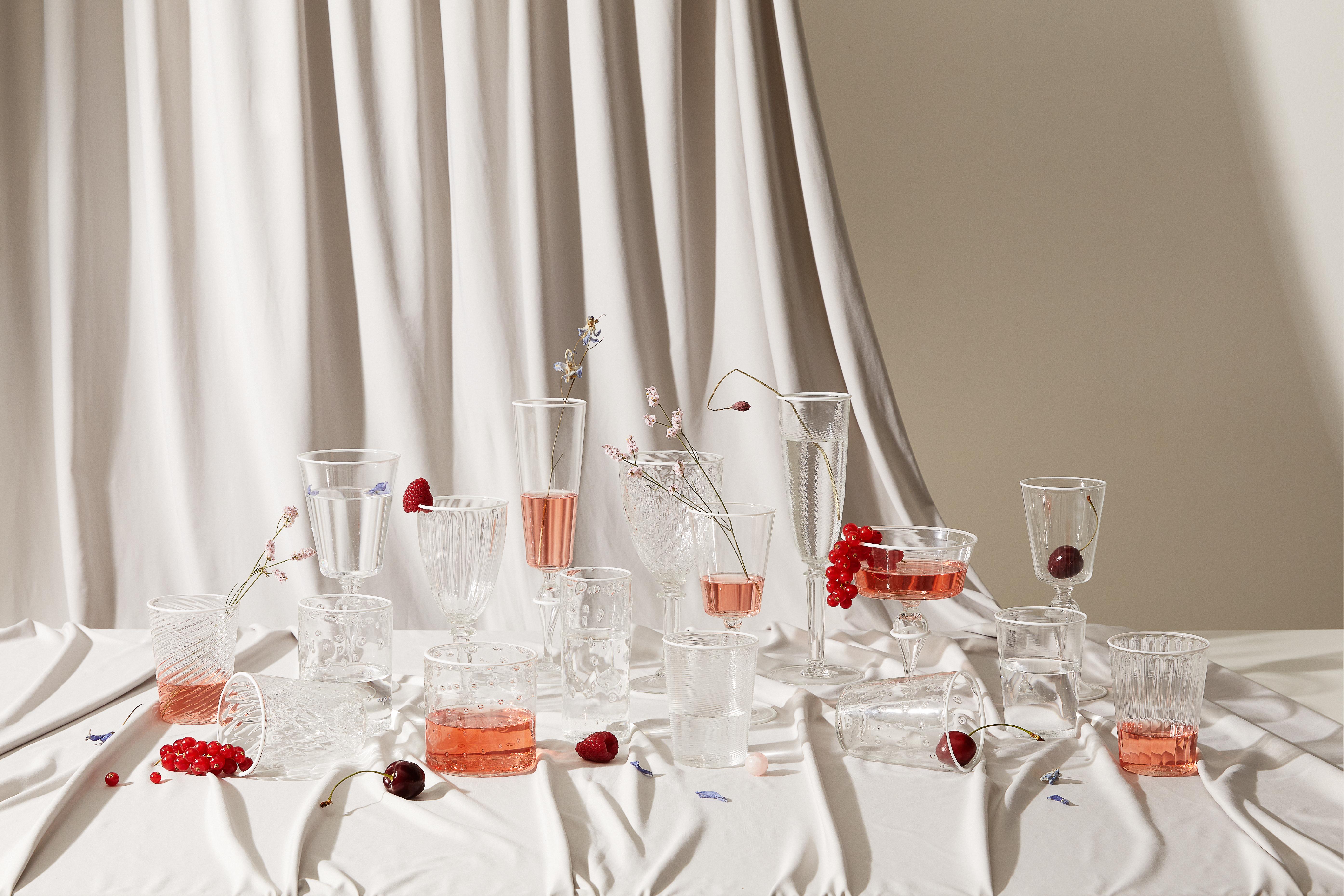 Ensemble de 3 gobelets à bulles en verre de Murano Ultralight avec bord blanc Neuf - En vente à Milano, IT