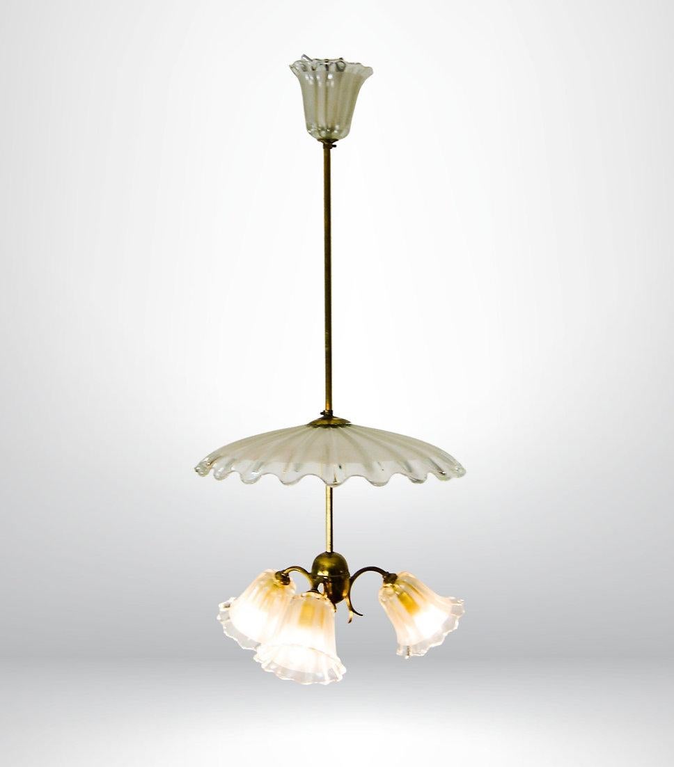 Italian Murano Glass Umbrella Chandelier Ceiling Lamp Barovier Toso Attr