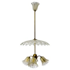 Murano Glass Umbrella Chandelier Ceiling Lamp Barovier Toso Attr