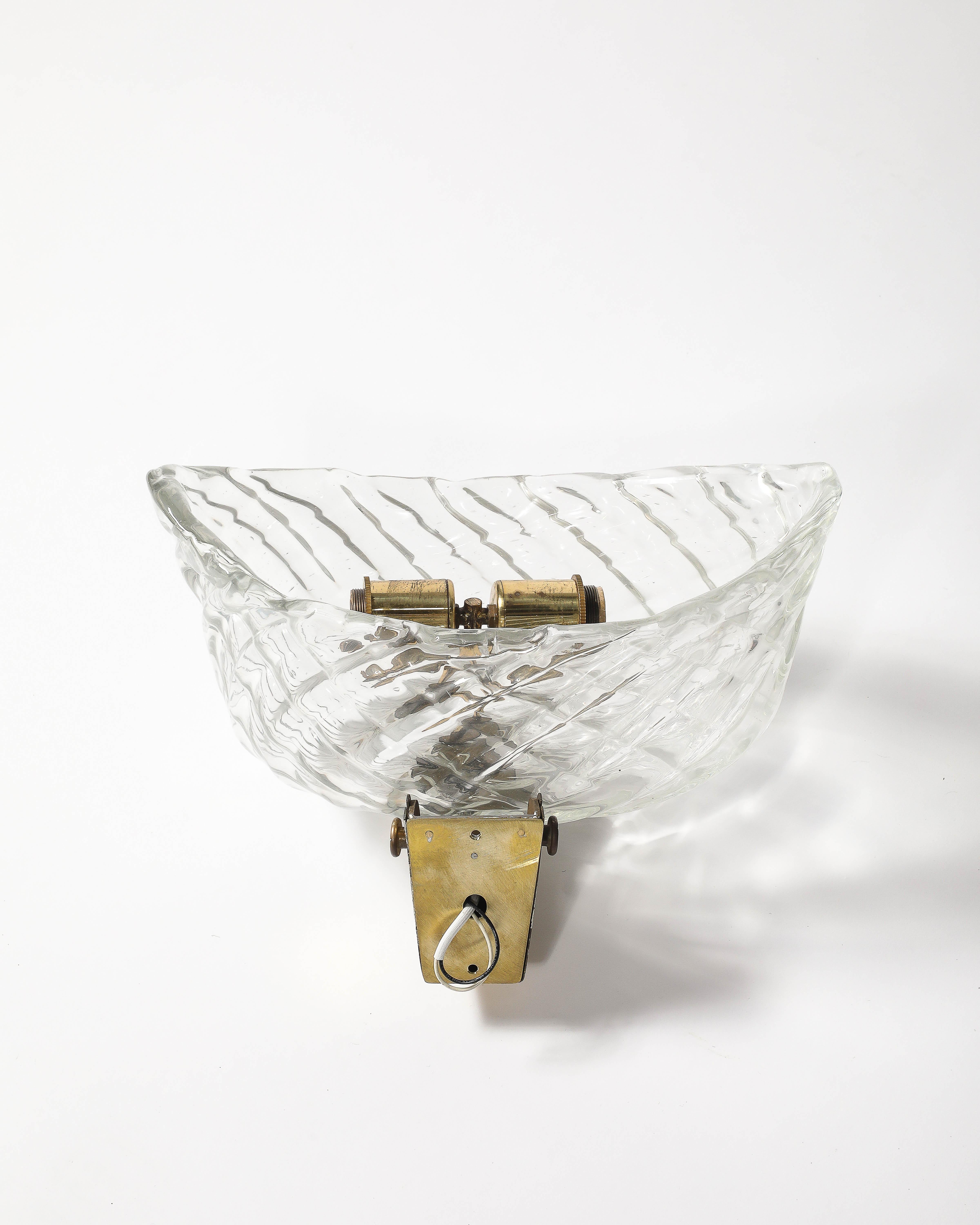 Aplique/Candelabro de cristal de Murano, Italia, c. 1950 Italiano en venta