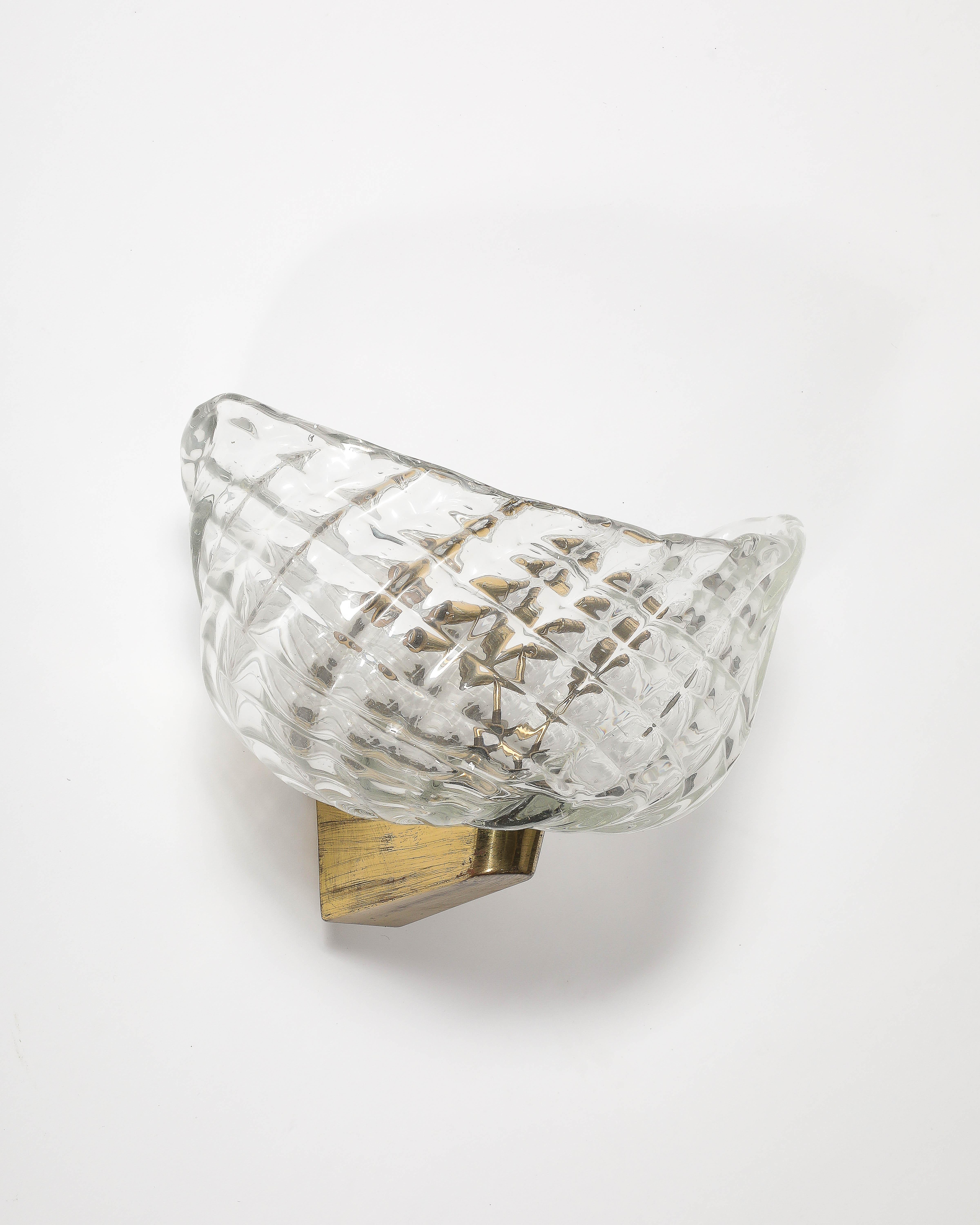 Aplique/Candelabro de cristal de Murano, Italia, c. 1950 Latón en venta