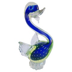 Vintage Murano Glass Uranium Bird with Controlled Bubbles