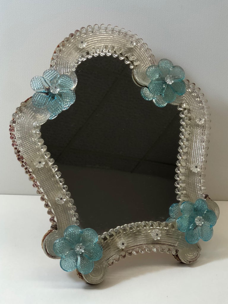 Murano Glass Vanity Mirror circa 1950s Italy Venice at 1stDibs