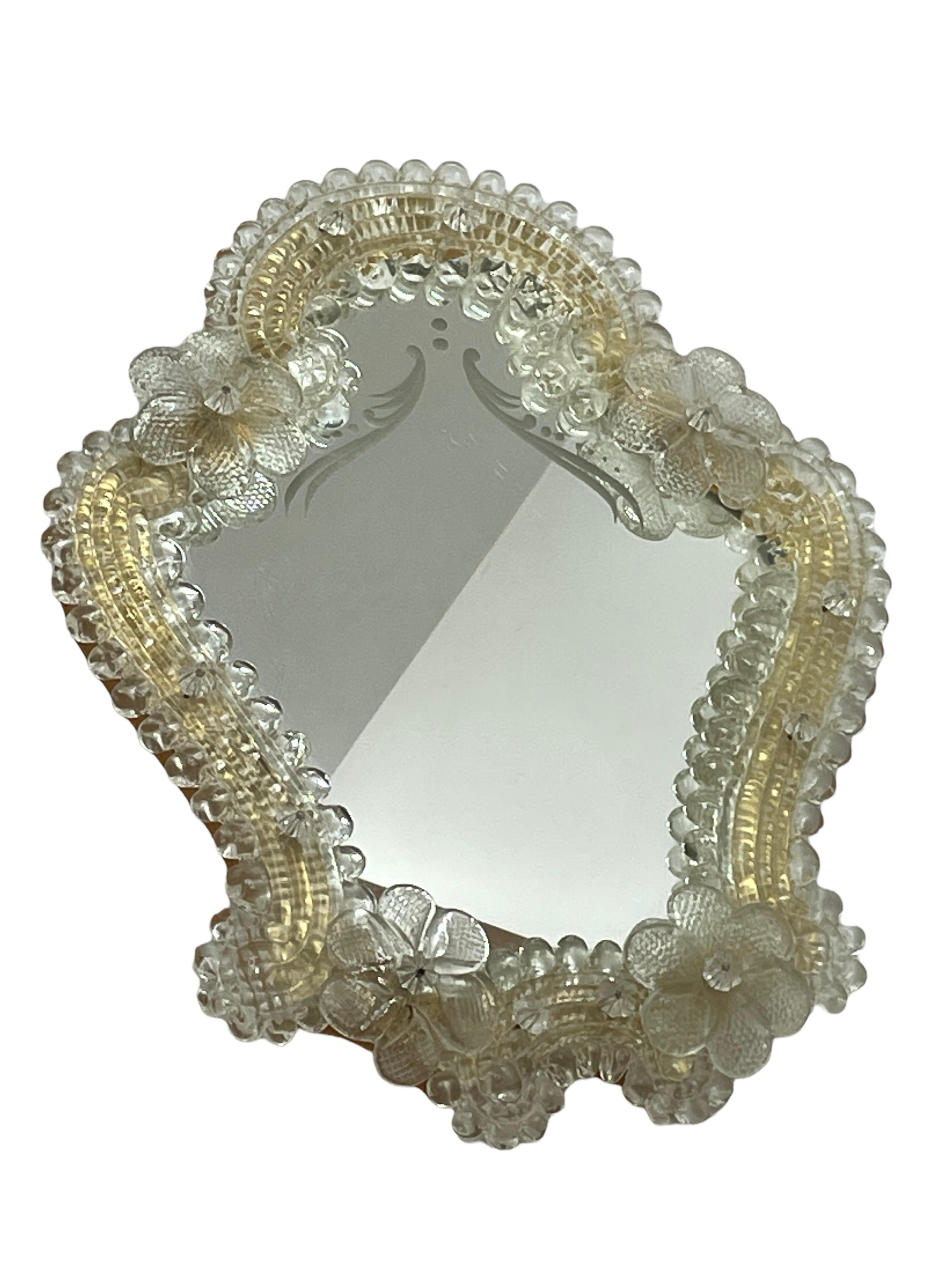 Hollywood Regency Murano Glass Vanity Mirror circa 1960s Italy Venetian, Venice