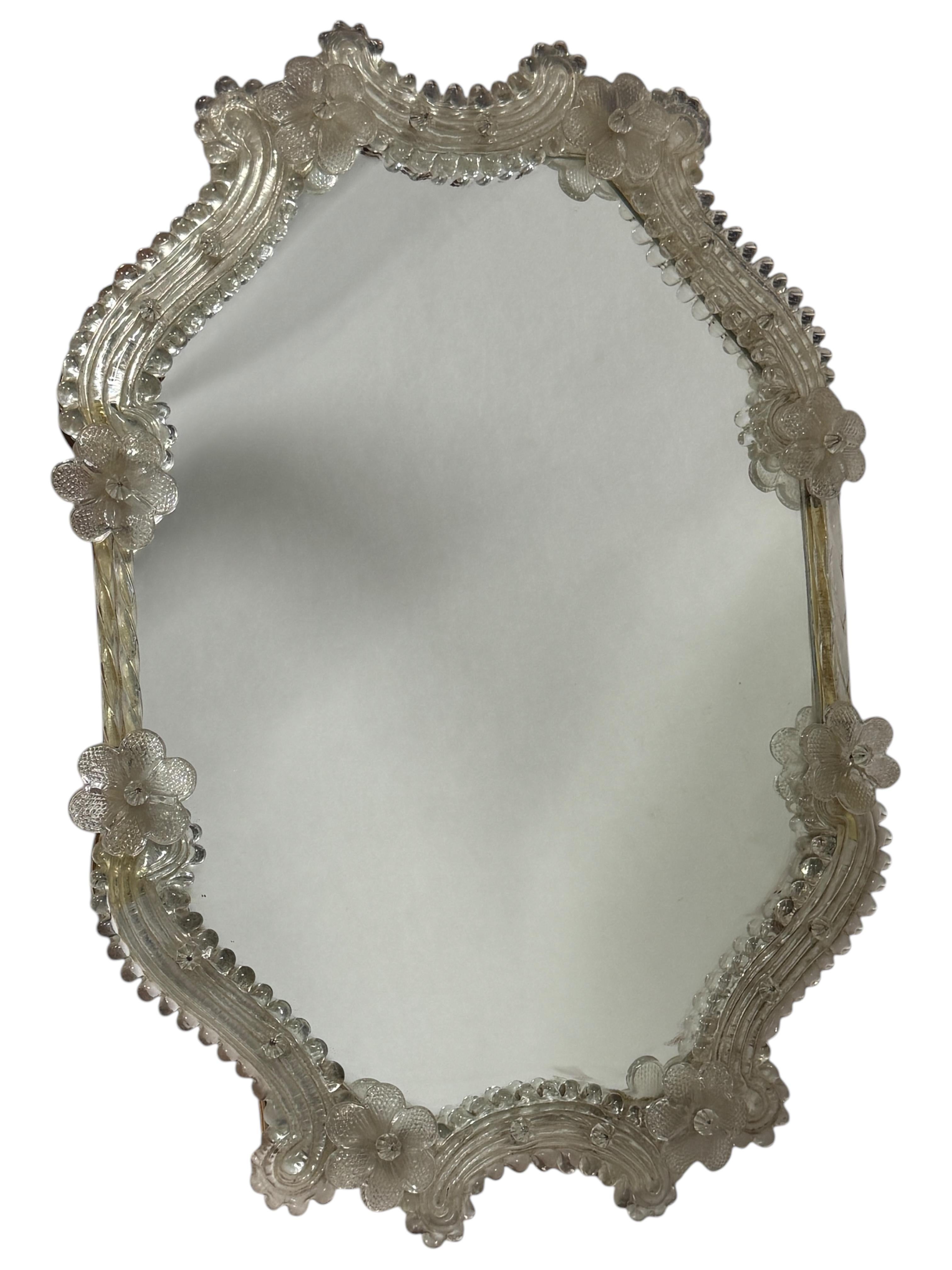Hollywood Regency Murano Glass Vanity Table or Wall Mirror, circa 1950s Italy Venetian Venice