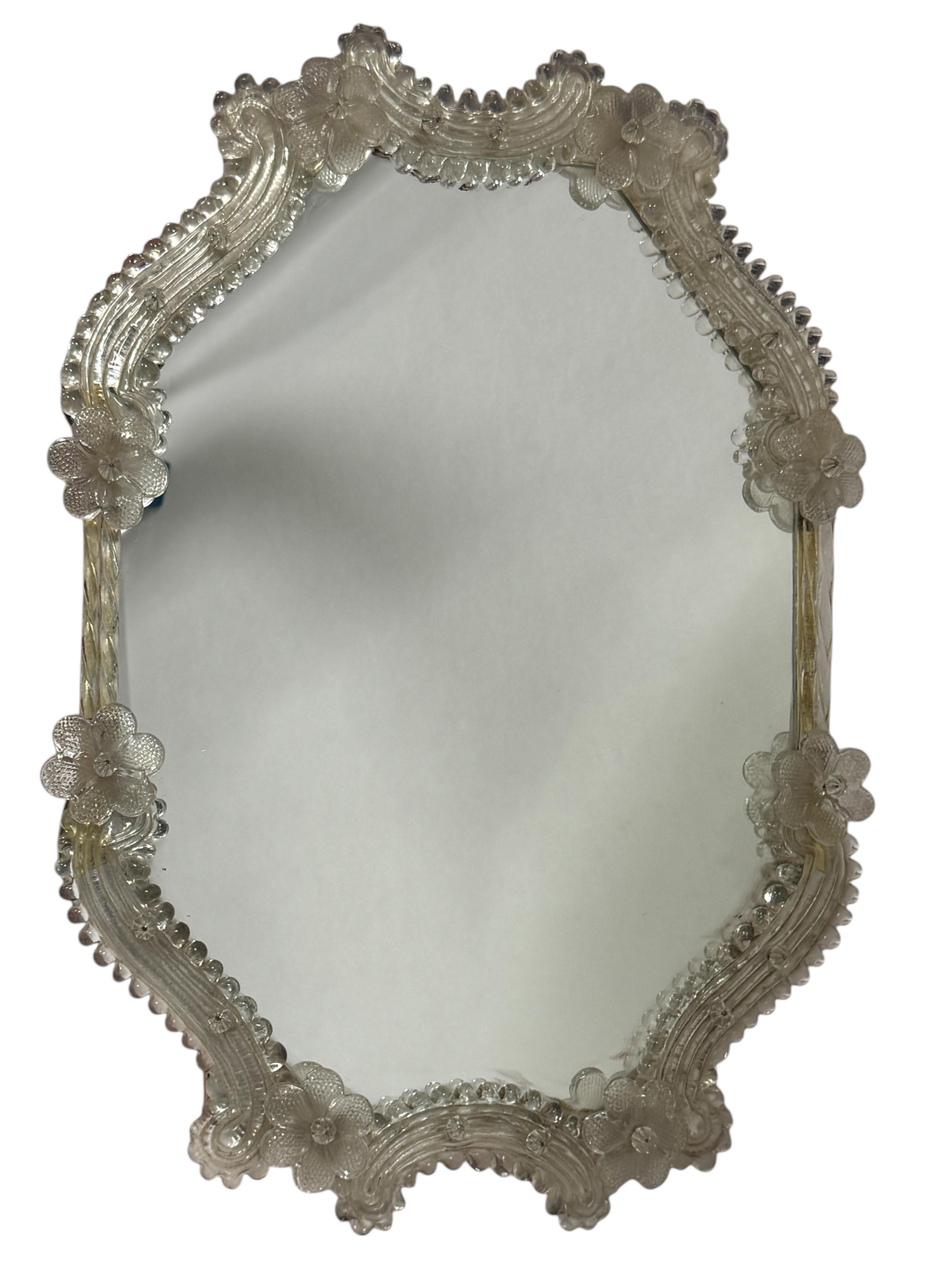 Italian Murano Glass Vanity Table or Wall Mirror, circa 1950s Italy Venetian Venice