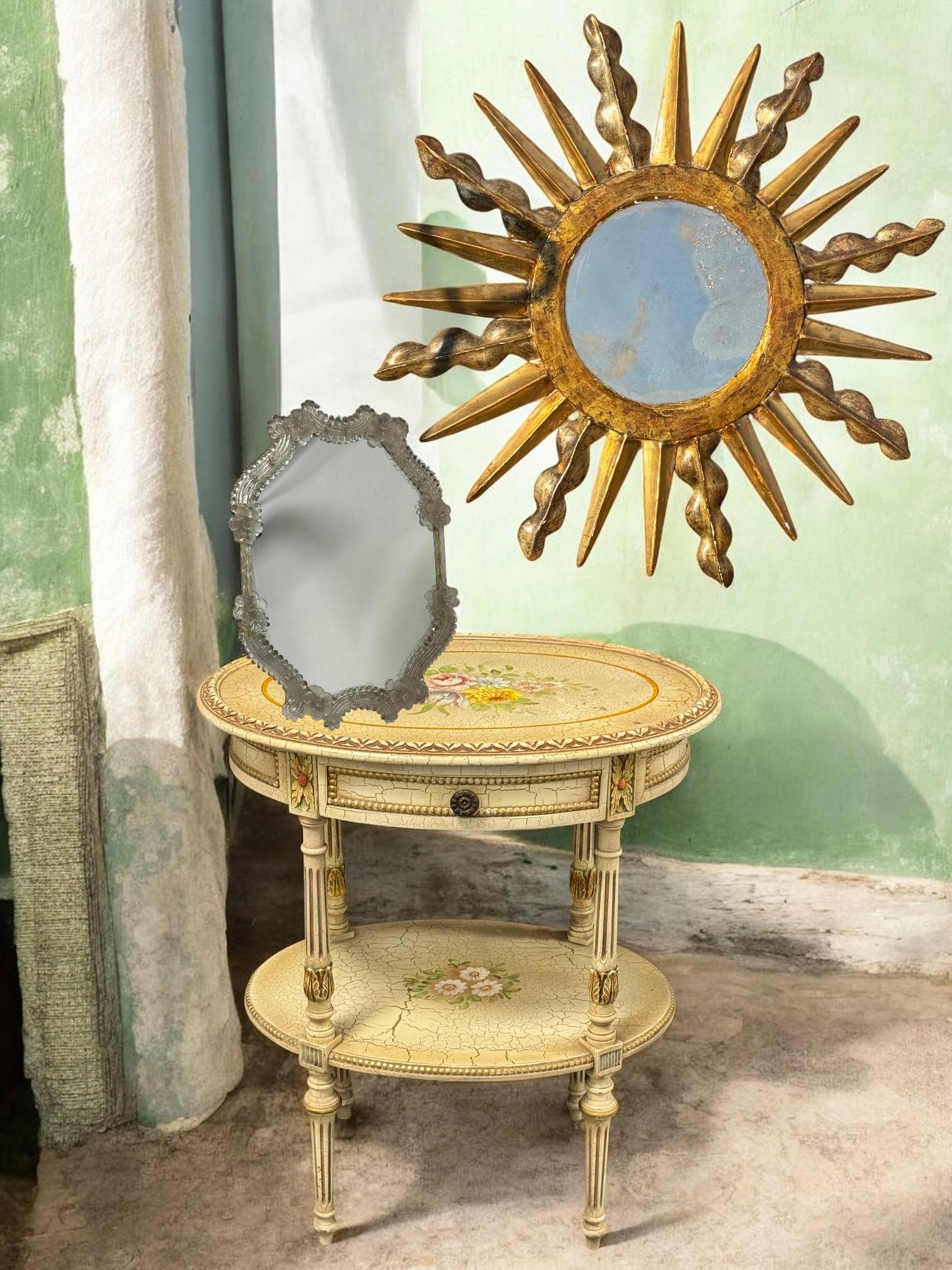 Hand-Crafted Murano Glass Vanity Table or Wall Mirror, circa 1950s Italy Venetian Venice