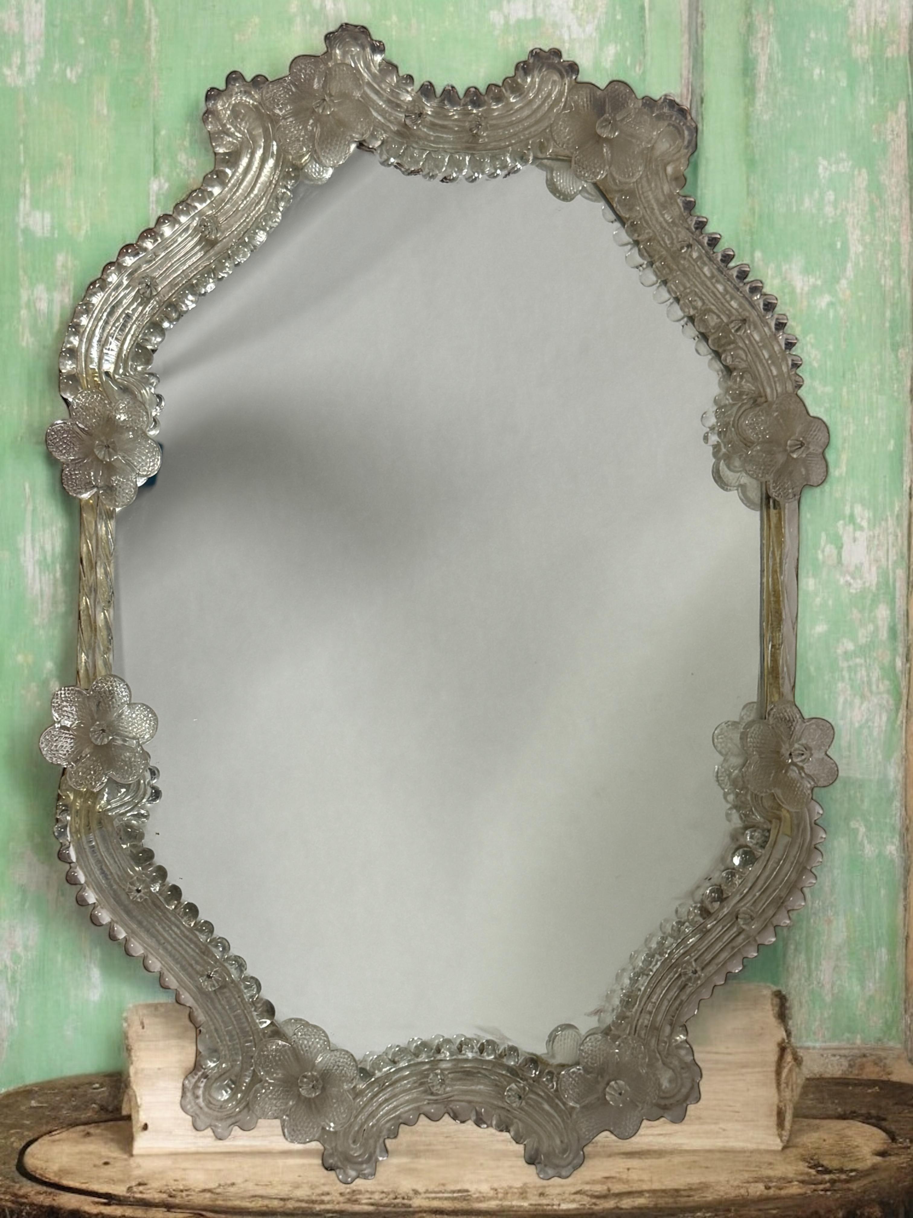 Murano Glass Vanity Table or Wall Mirror, circa 1950s Italy Venetian Venice 1