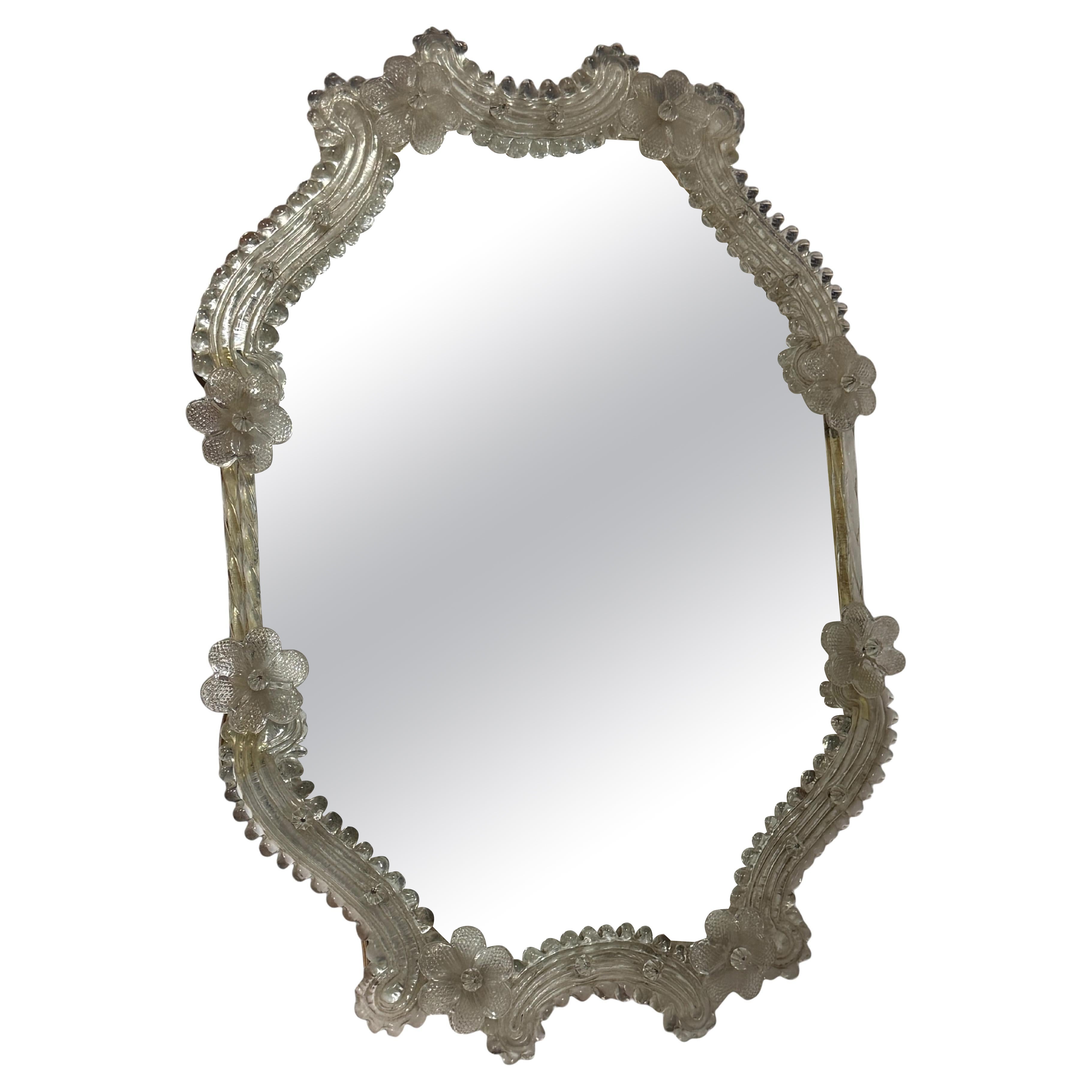 Murano Glass Vanity Table or Wall Mirror, circa 1950s Italy Venetian Venice