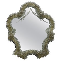 Murano Glass Vanity Wall Mirror Flowers, circa 1960s, Italy Venetian Venice