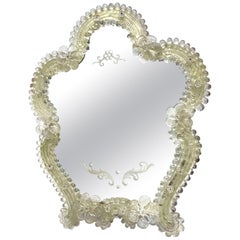 Murano Glass Vanity Wall Mirror Flowers, circa 1960s, Italy Venetian Venice