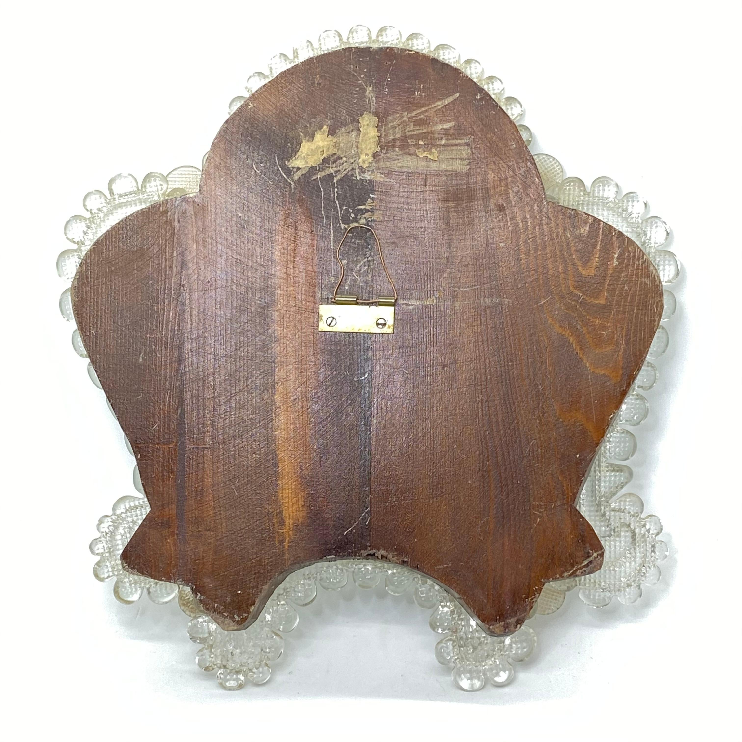 Hand-Crafted Murano Glass Vanity Wall Mirror gold flake Flowers, circa 1960s, Italy, Venice