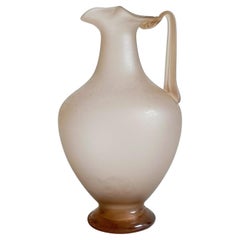 Vase en verre de Murano, style romain antique - finition nacrée gravée à l'acide, Italie, années 1930