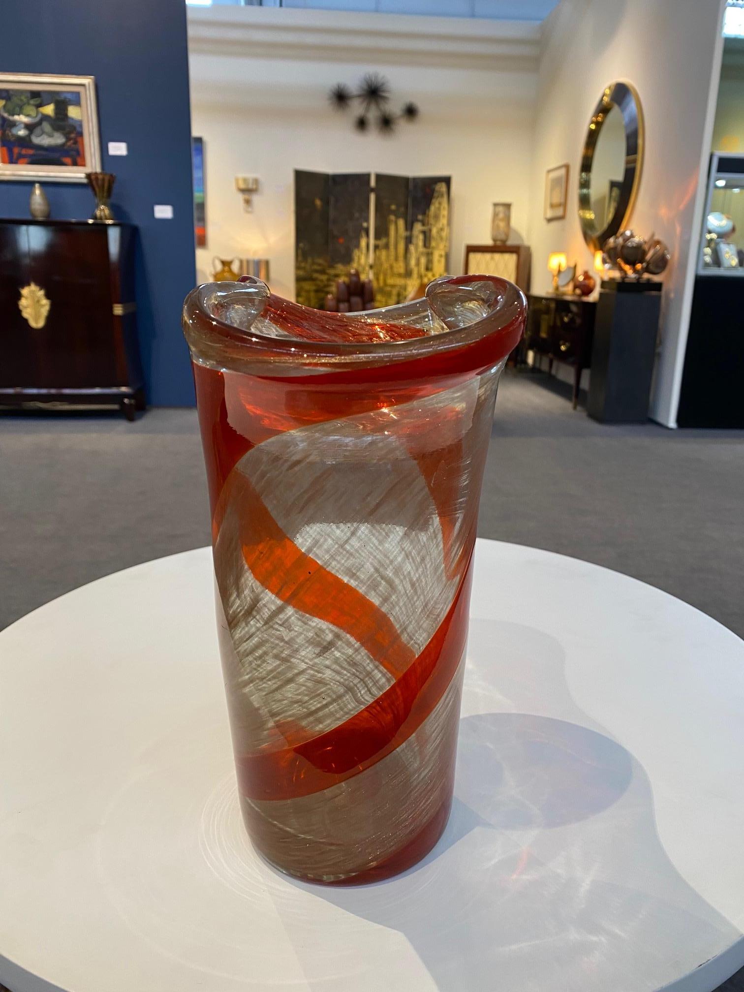 Italian Murano Glass Vase attributed to Fratelli Toso For Sale