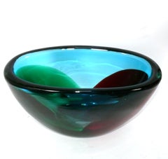 Jarrón de cristal de Murano Atribuido a Fulvio Bianconi para Venini Mid Century Modern