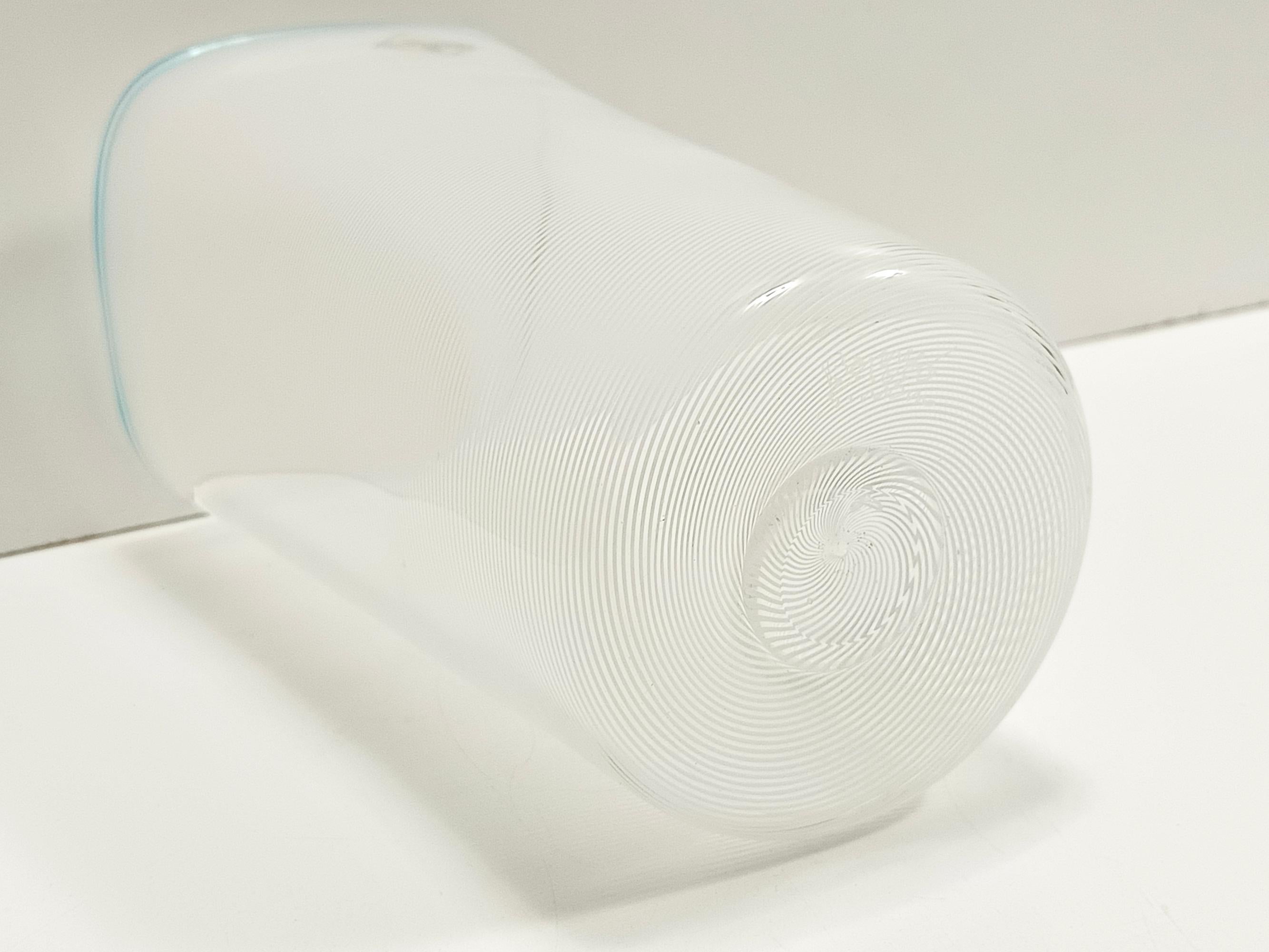 Murano Glass Vase by Ercole Barovier for Barovier & Toso with White Canes, Italy For Sale 6