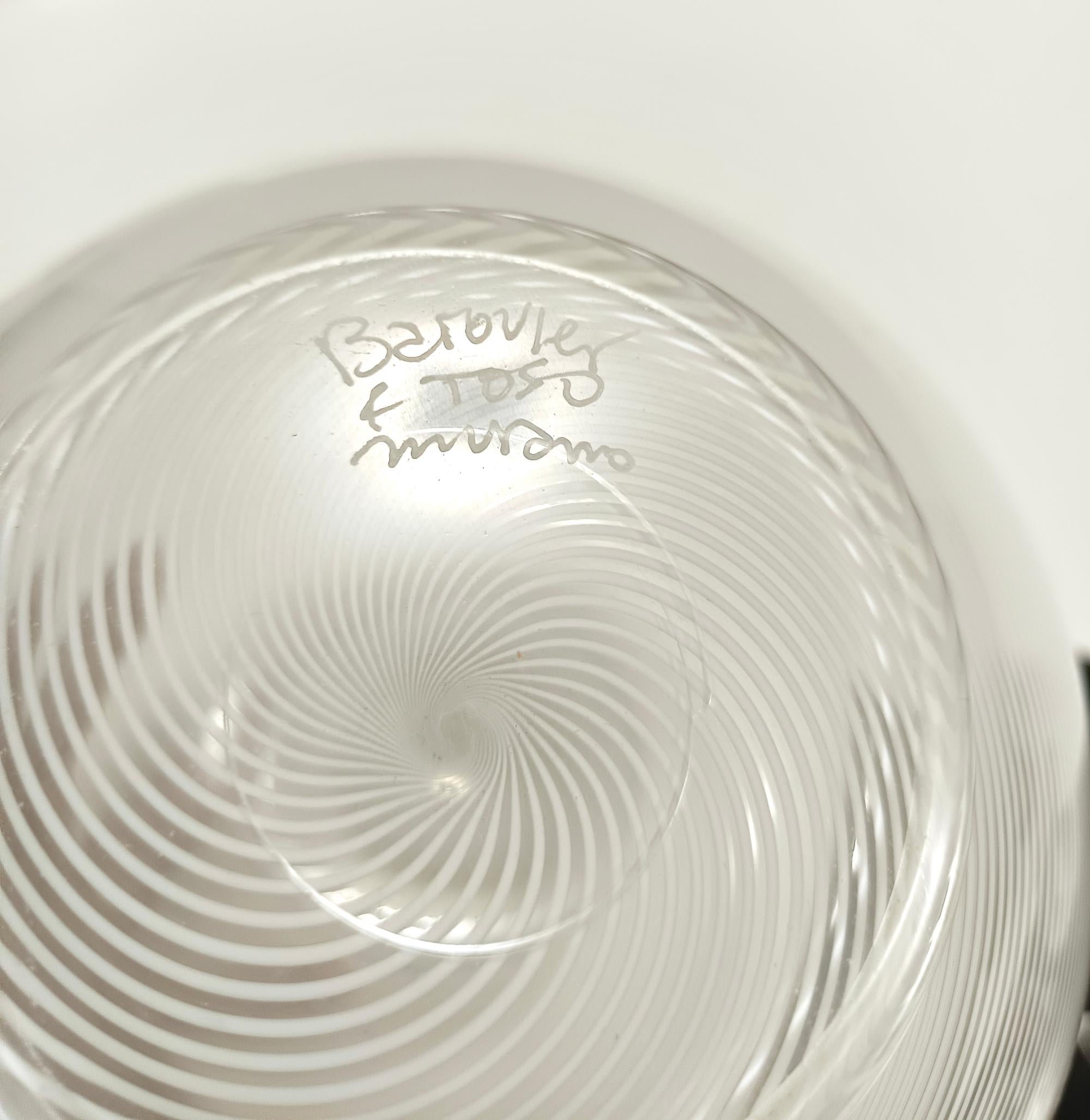 Vaso in vetro di Murano di Ercole Barovier per Barovier&Toso con canne bianche, Italia in vendita 3