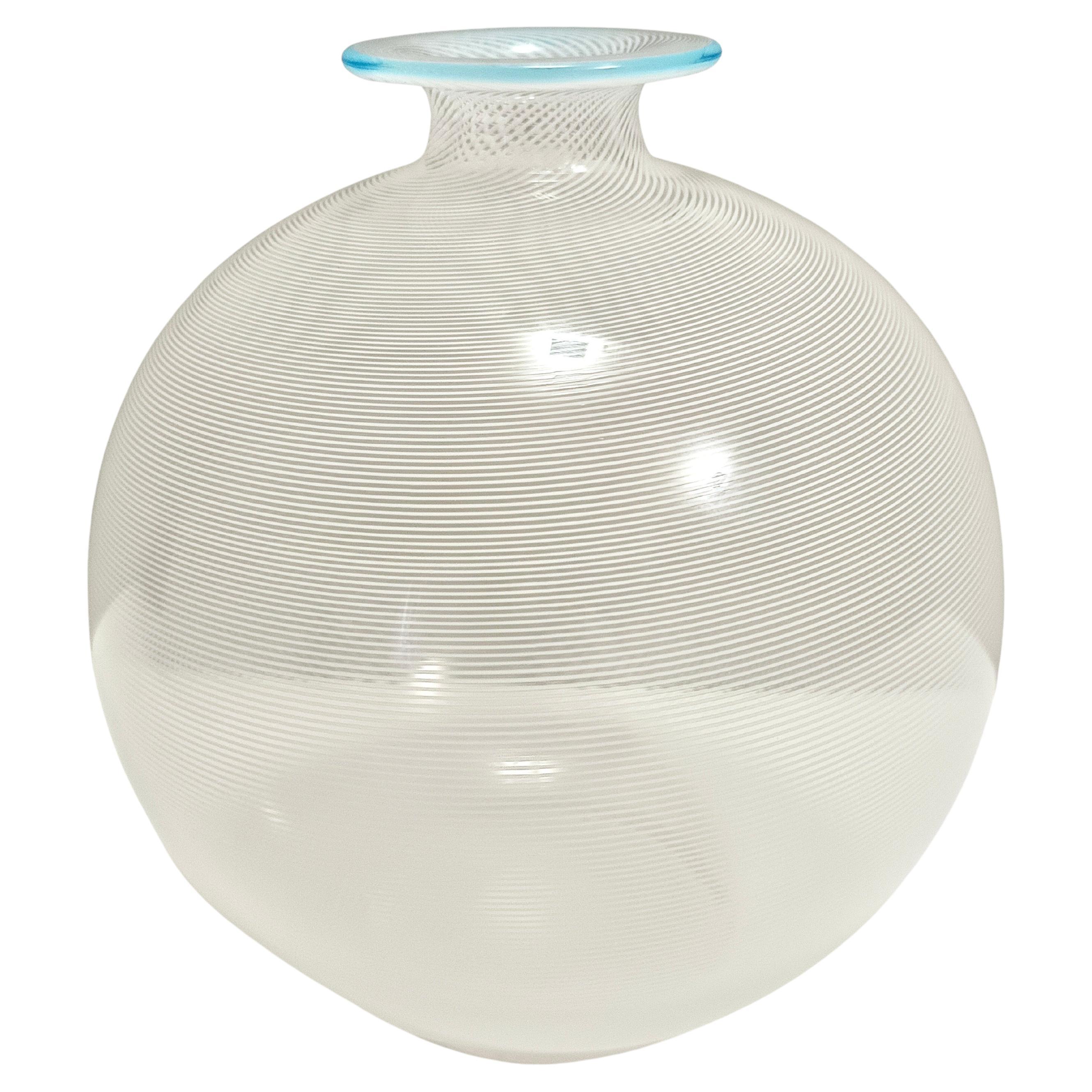 Murano Glass Vase by Ercole Barovier for Barovier & Toso with White Canes, Italy