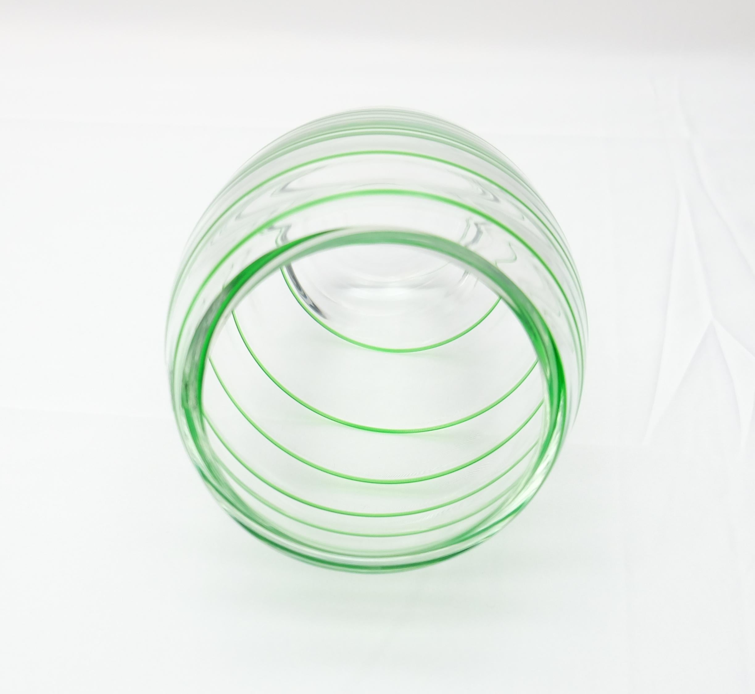 Murano Glass Vase by V. Nason & Co. Italy, Green Swirl Stripe For Sale 5