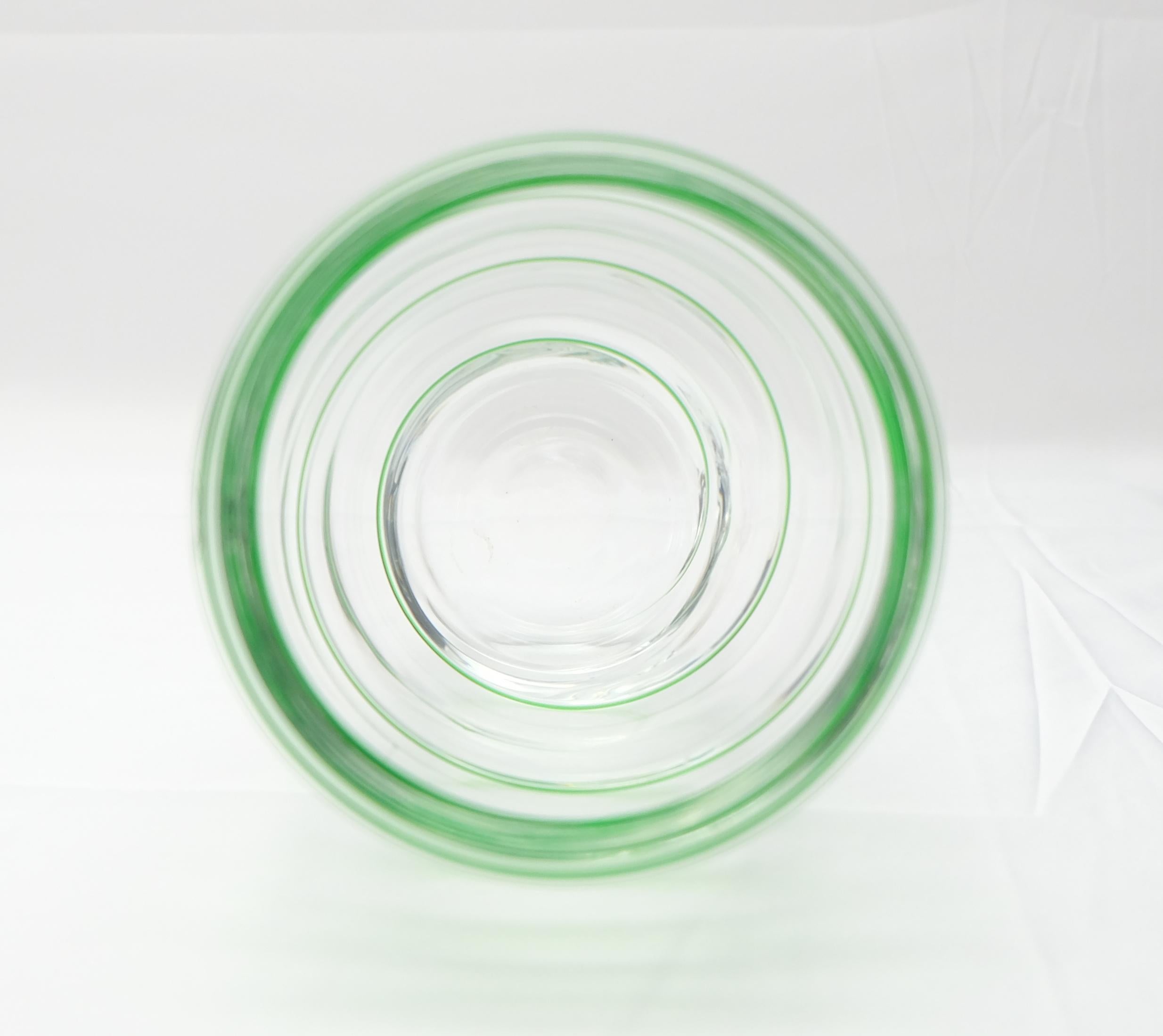 Murano Glass Vase by V. Nason & Co. Italy, Green Swirl Stripe For Sale 6