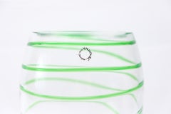 Murano Glass Vase by V. Nason & Co. Italy, Green Swirl Stripe