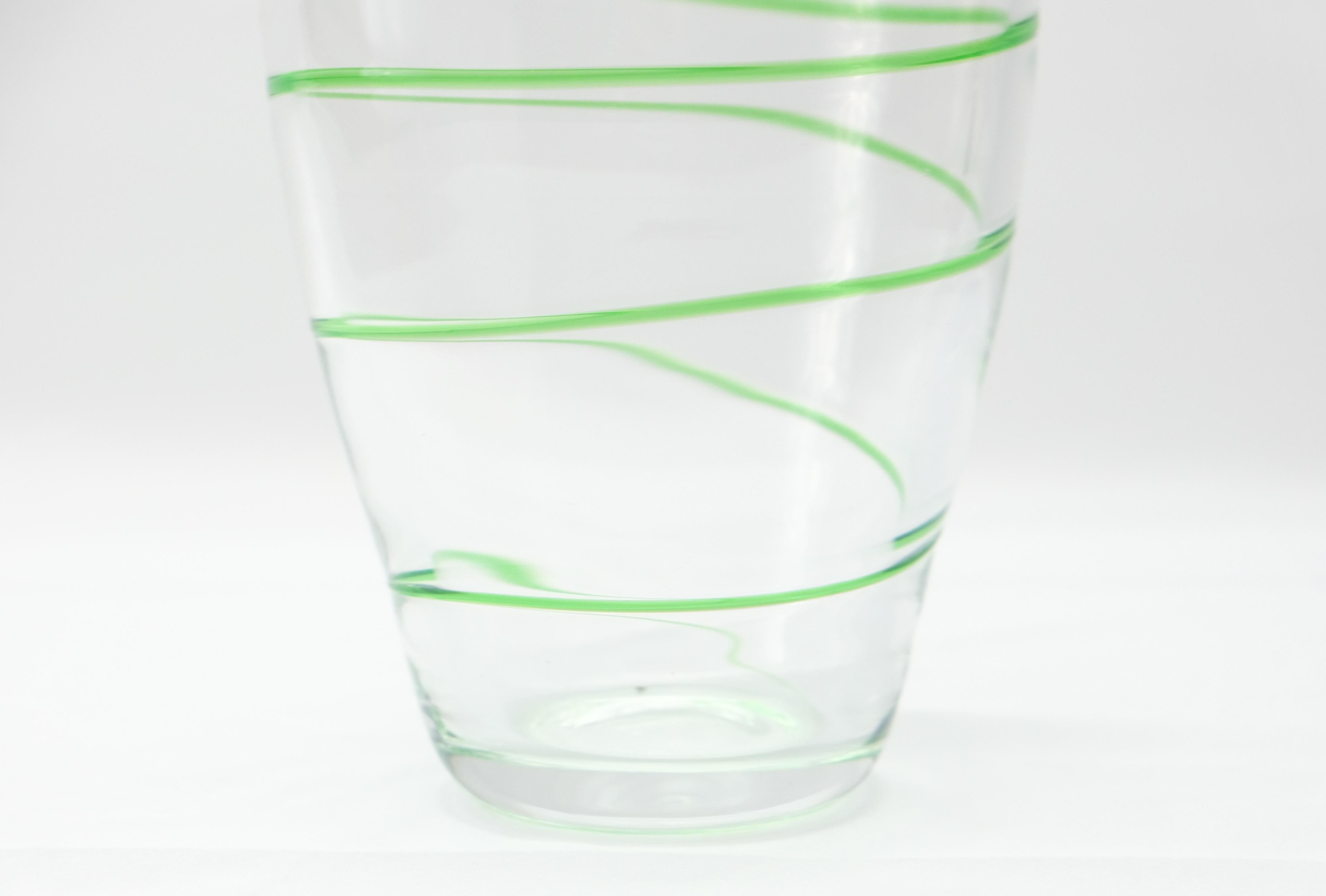 Modern Murano Glass Vase by V. Nason & Co. Italy, Green Swirl Stripe For Sale