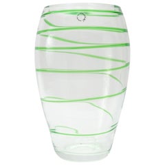 Murano Glass Vase by V. Nason & Co. Italy, Green Swirl Stripe