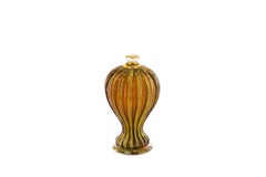 Murano Glass Vase by Vintage Murano Gallery, in ribbon Gold and Amber, 1990s