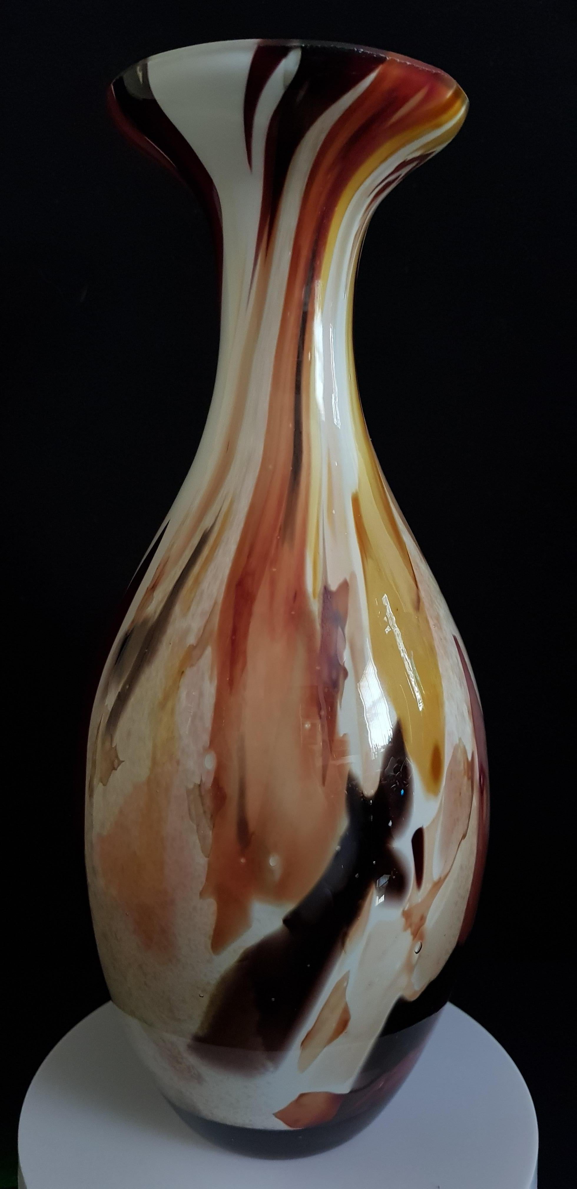 Beautiful multi-coloured Murano glass vase, attributed to Carlo Moretti; years 1970`s. In excellent condition.