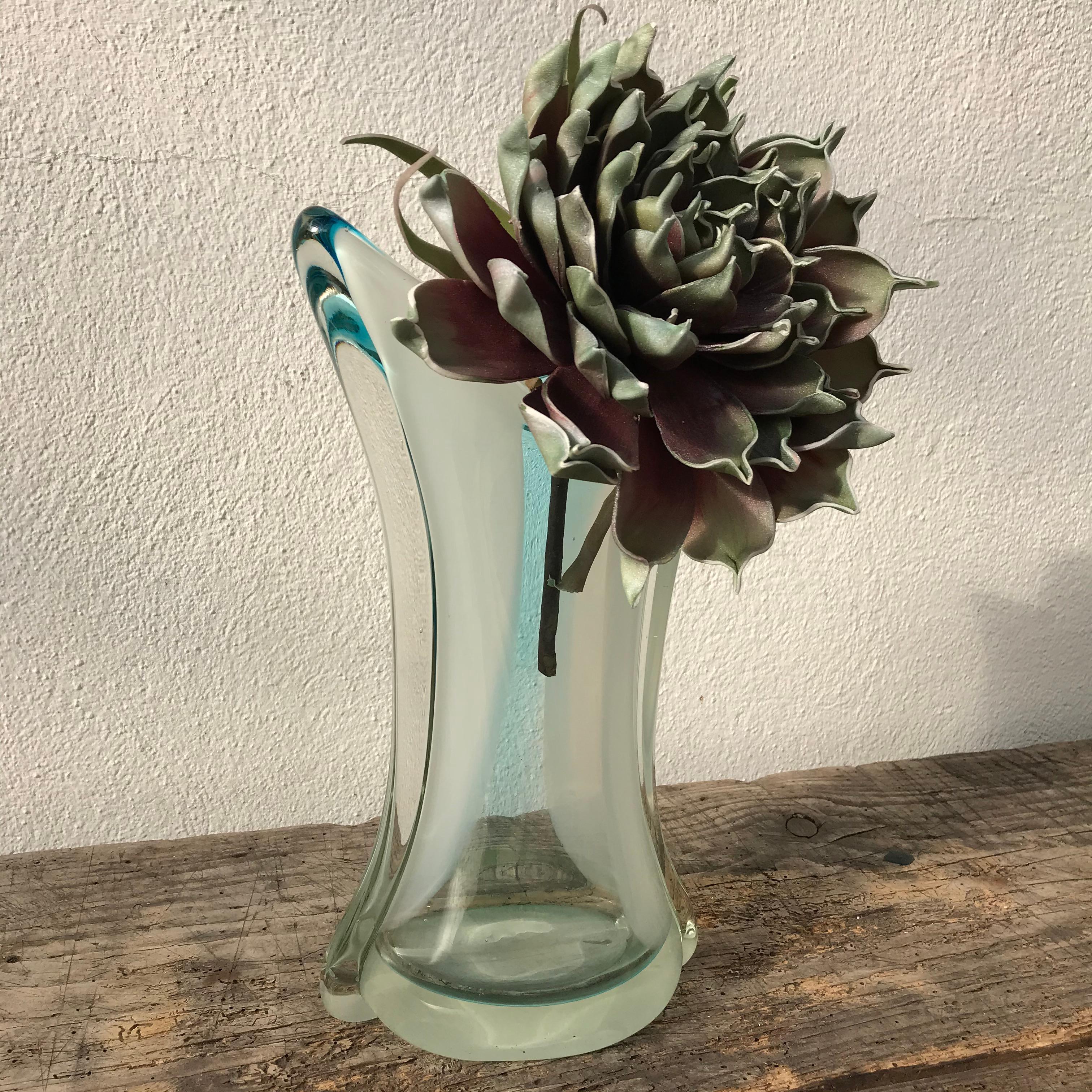Vaso in vetro di Murano, ciano-trasparente In condizioni ottime in vendita a Munich, DE
